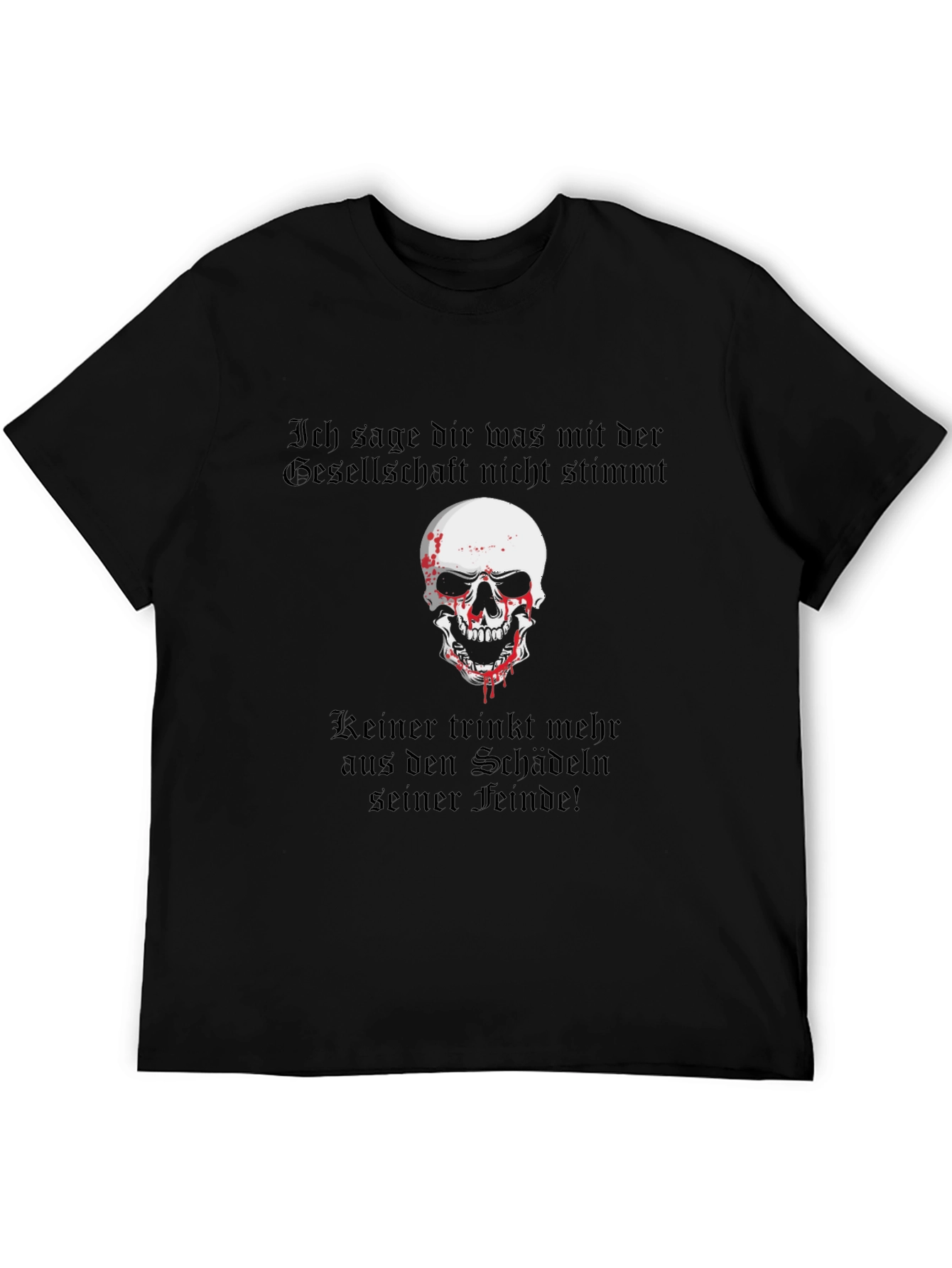 Skull & German Text Graphic T-Shirt