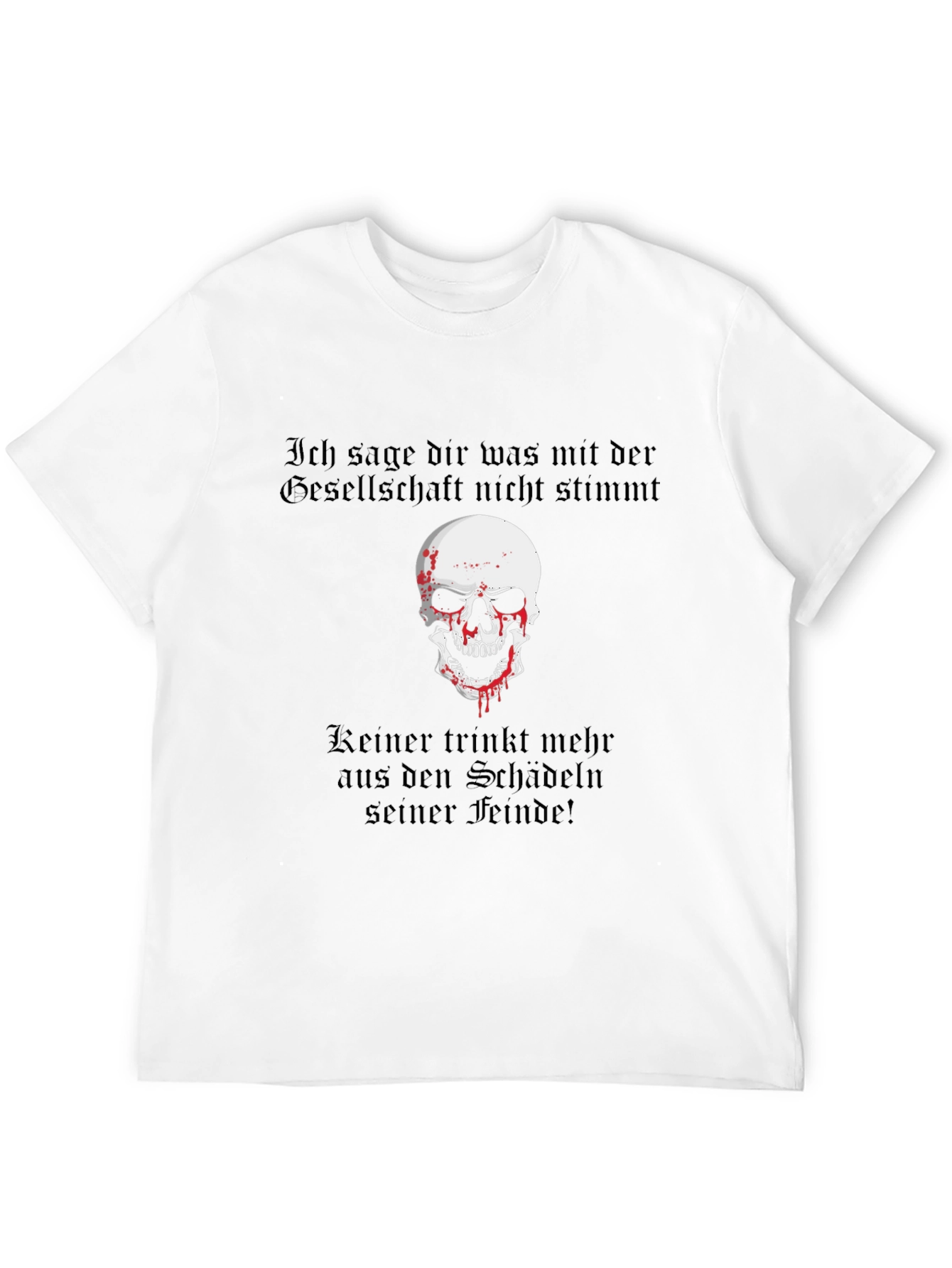Skull & German Text Graphic T-Shirt