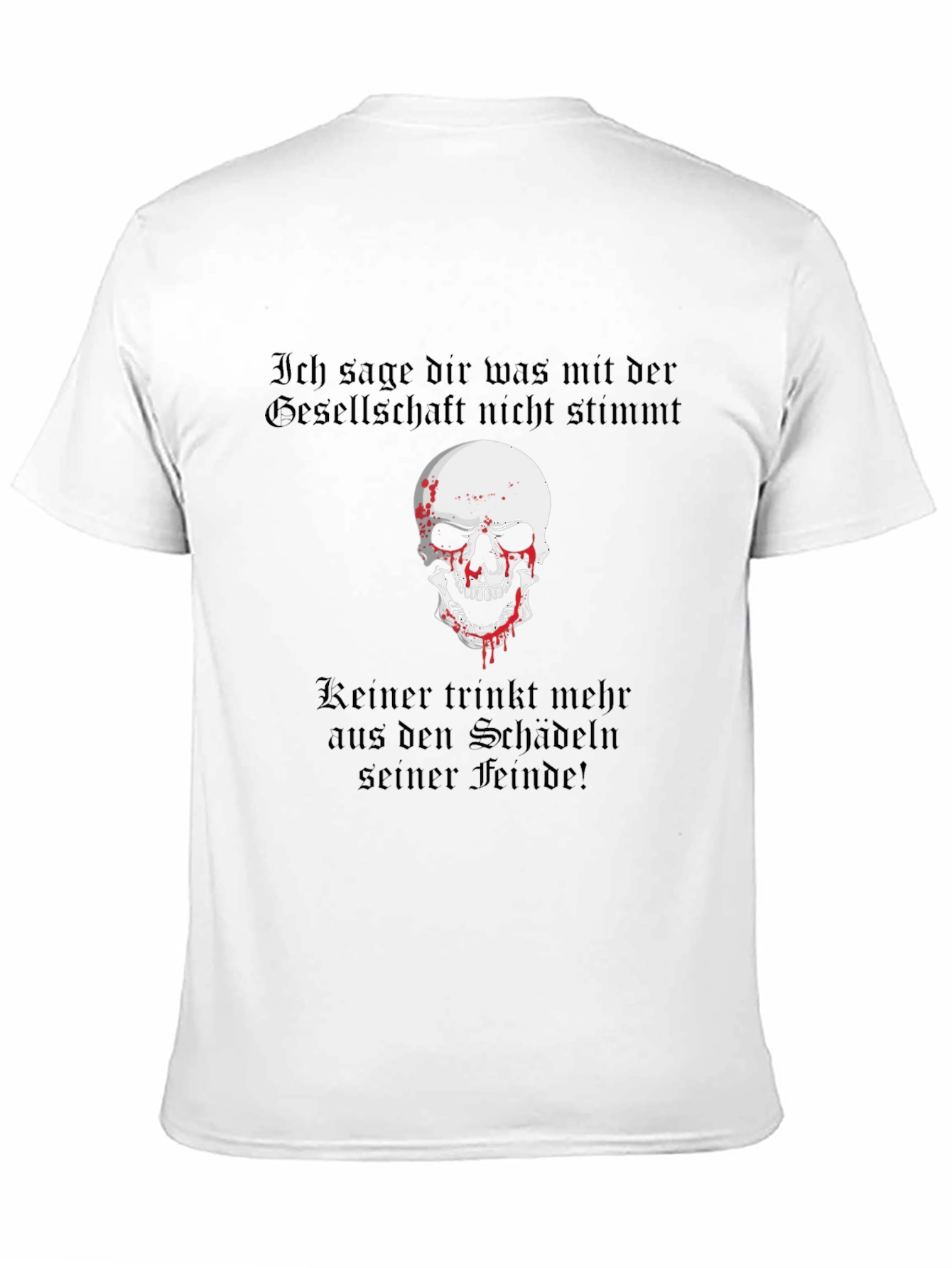 Skull & German Text Graphic T-Shirt