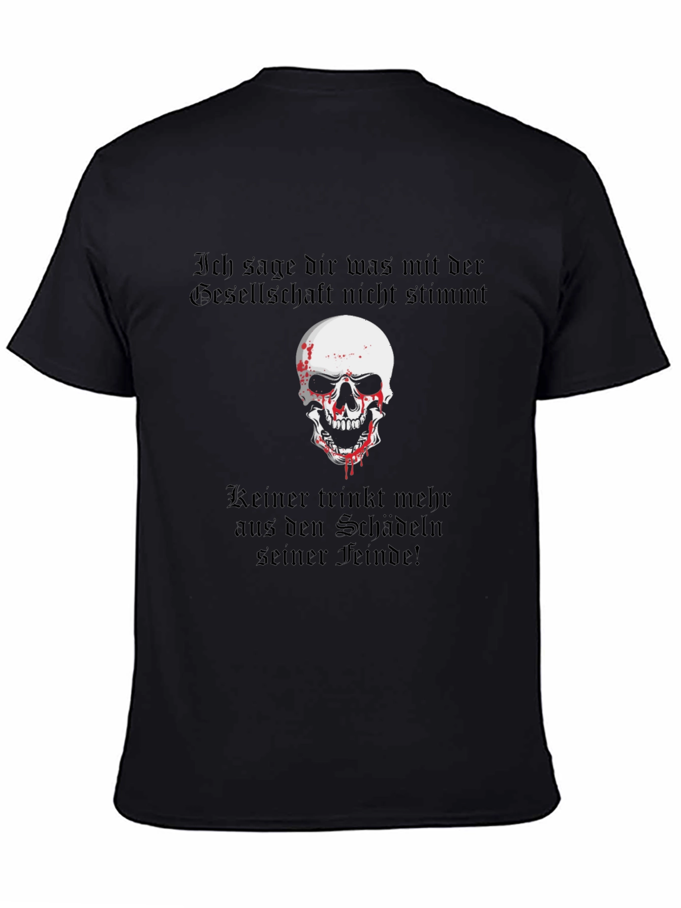 Skull & German Text Graphic T-Shirt