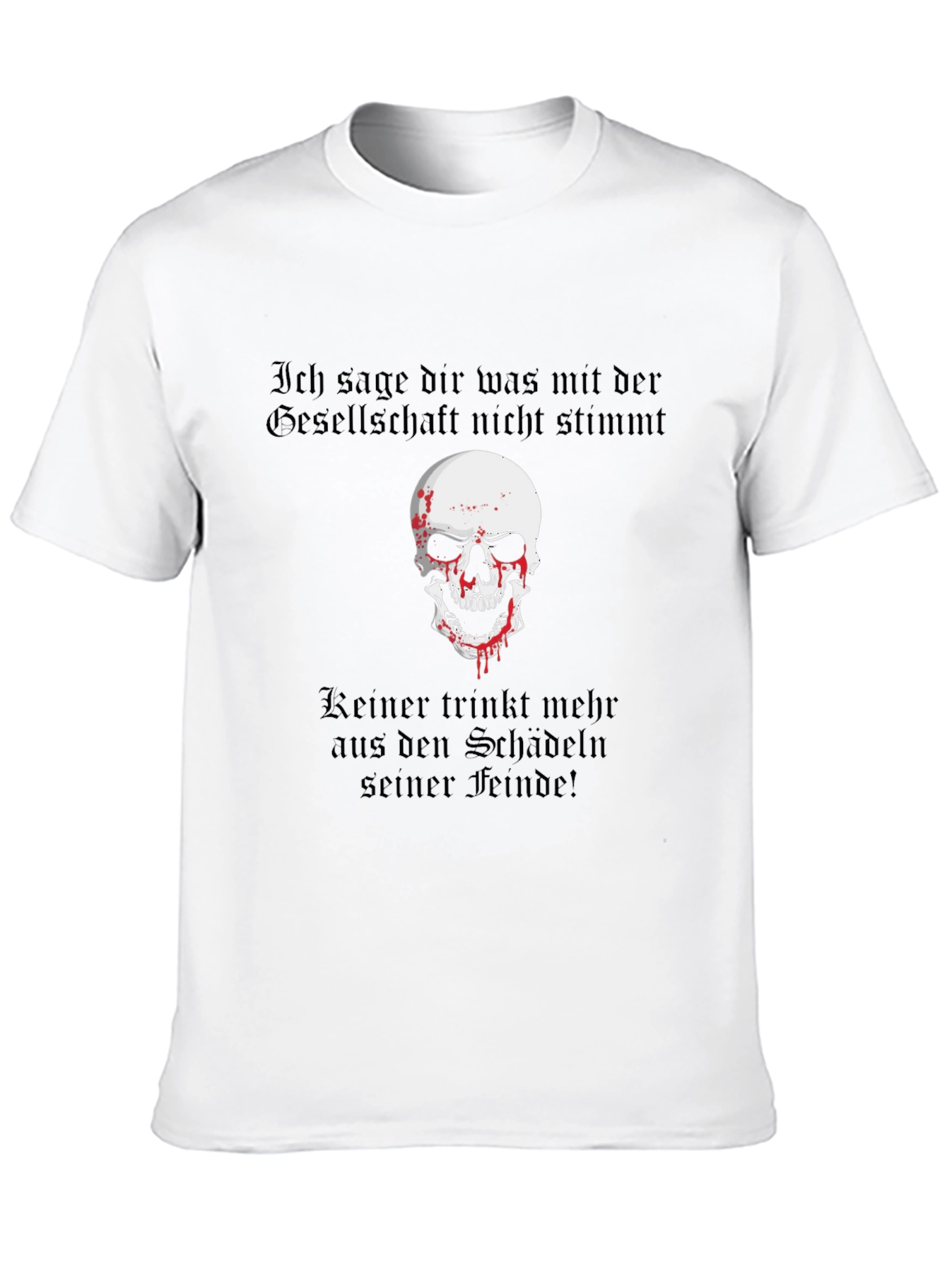 Skull & German Text Graphic T-Shirt