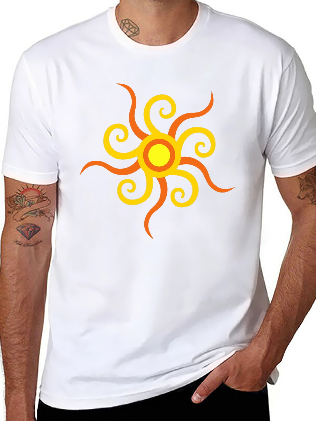 Sunburst Graphic Tee - Stylish Black Cotton Shirt