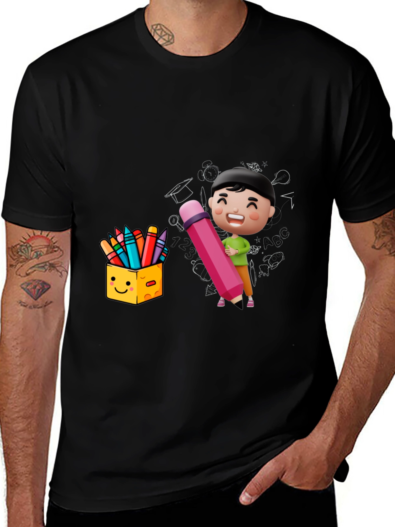 Cartoon School Graphic T-Shirt
