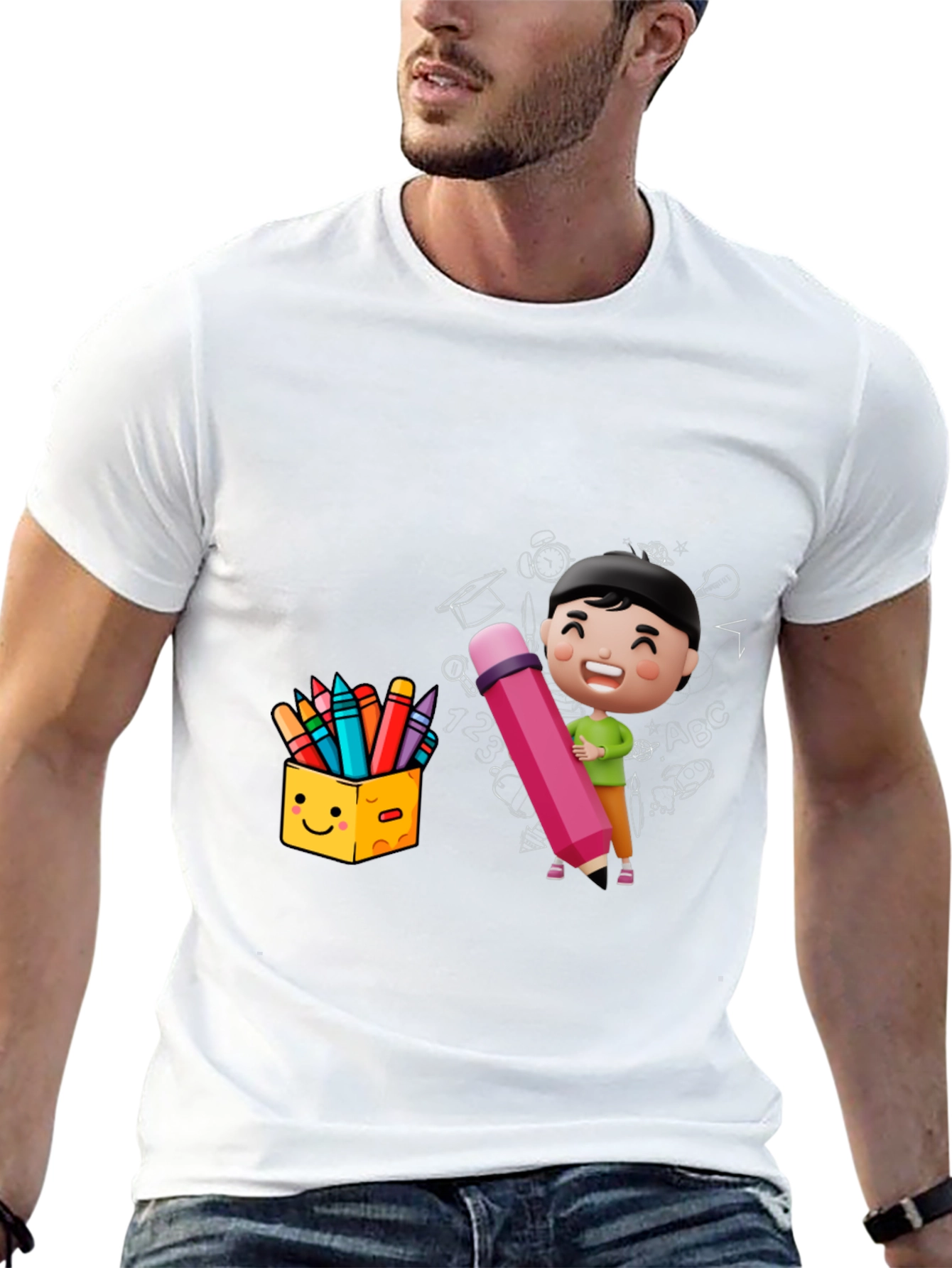 Cartoon School Graphic T-Shirt