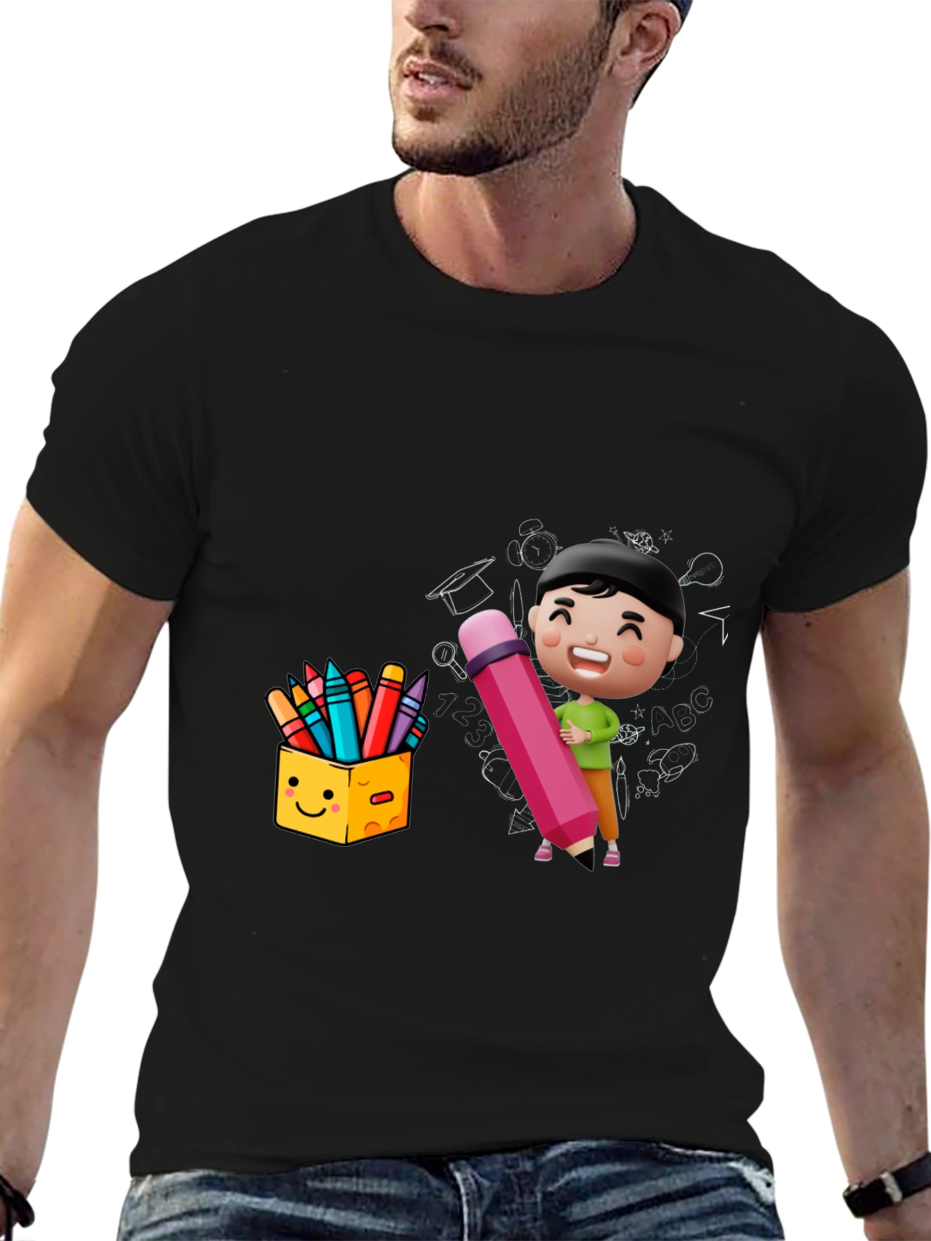 Cartoon School Graphic T-Shirt