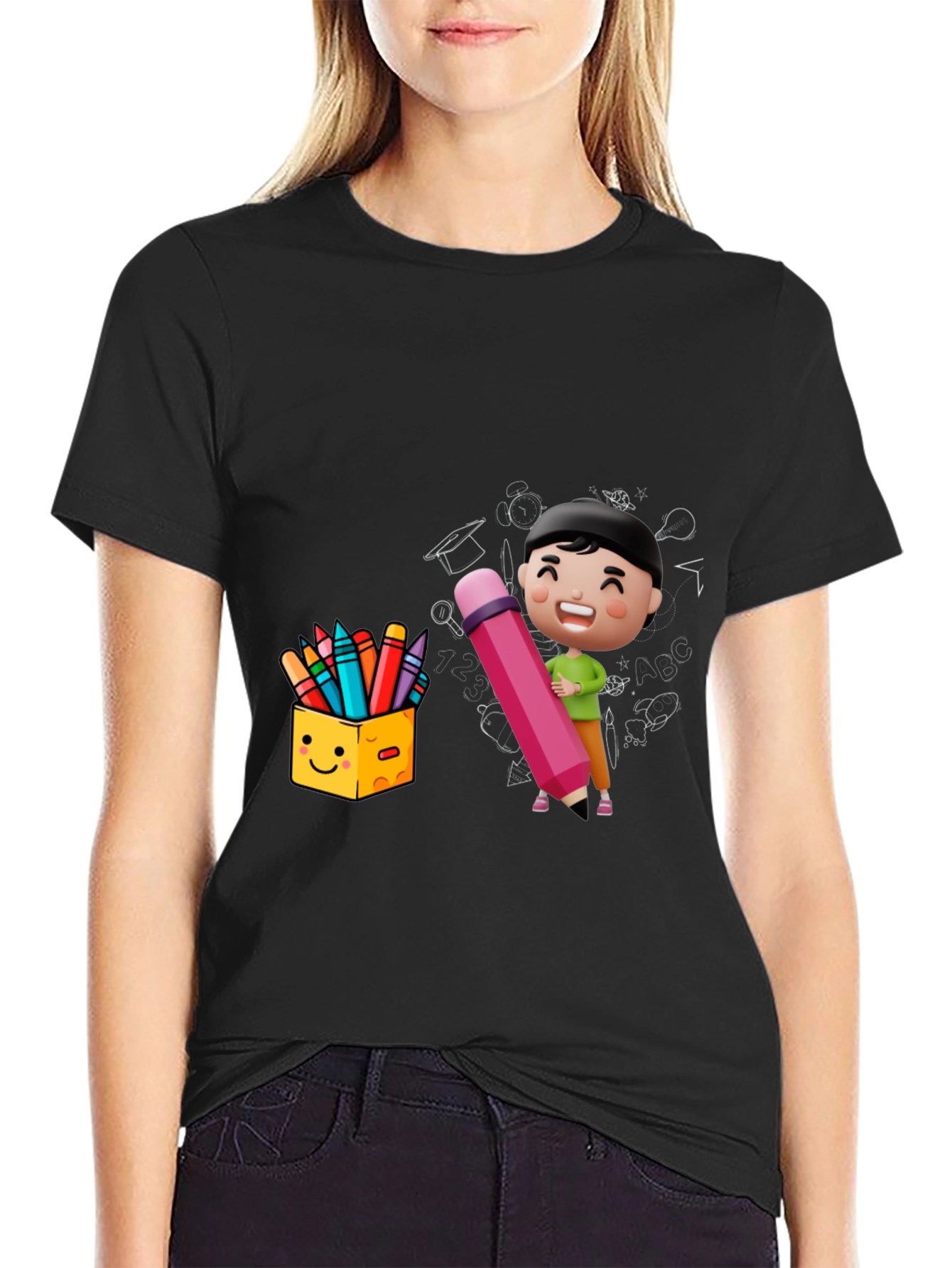 Cartoon School Graphic T-Shirt