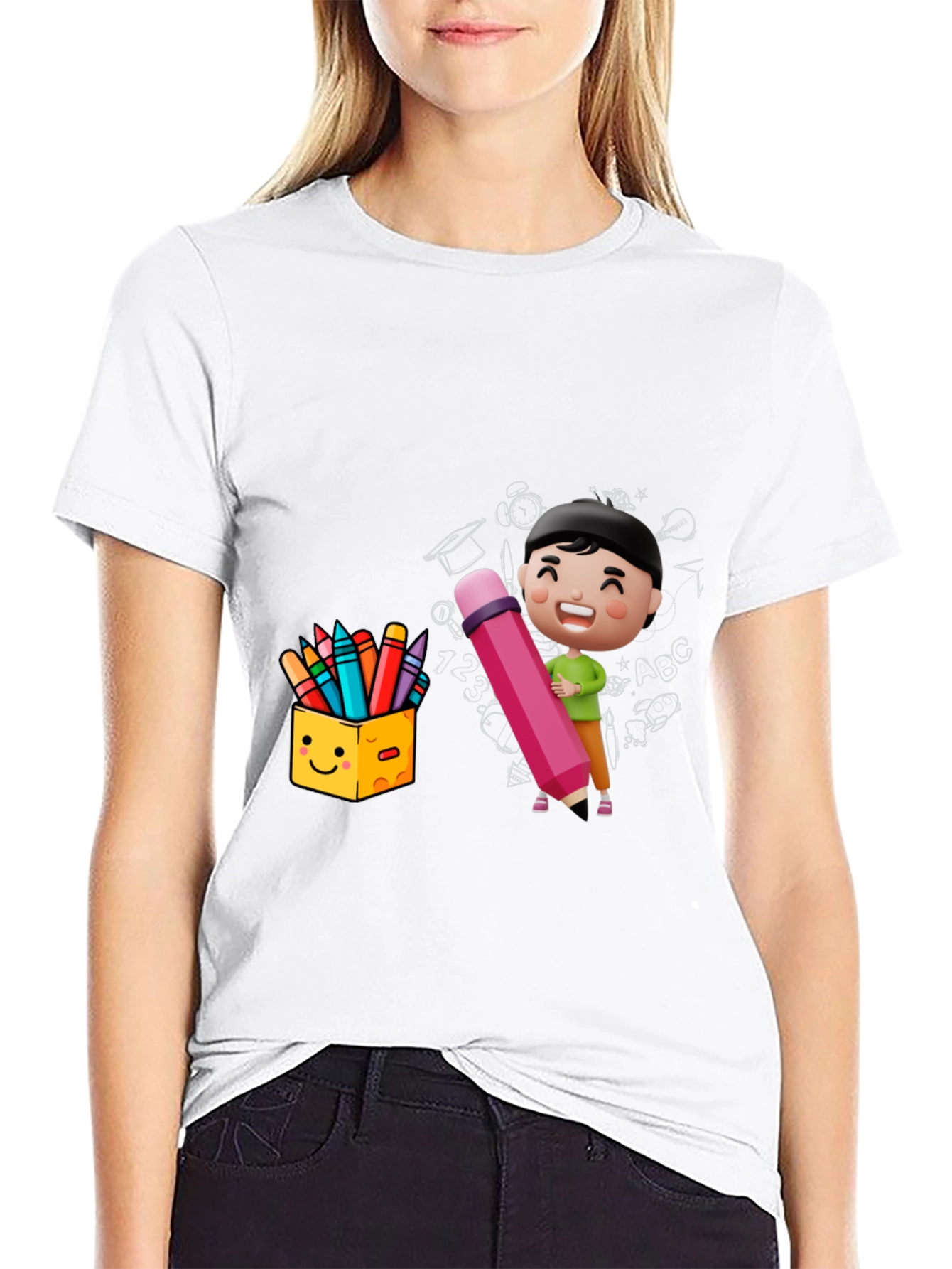 Cartoon School Graphic T-Shirt