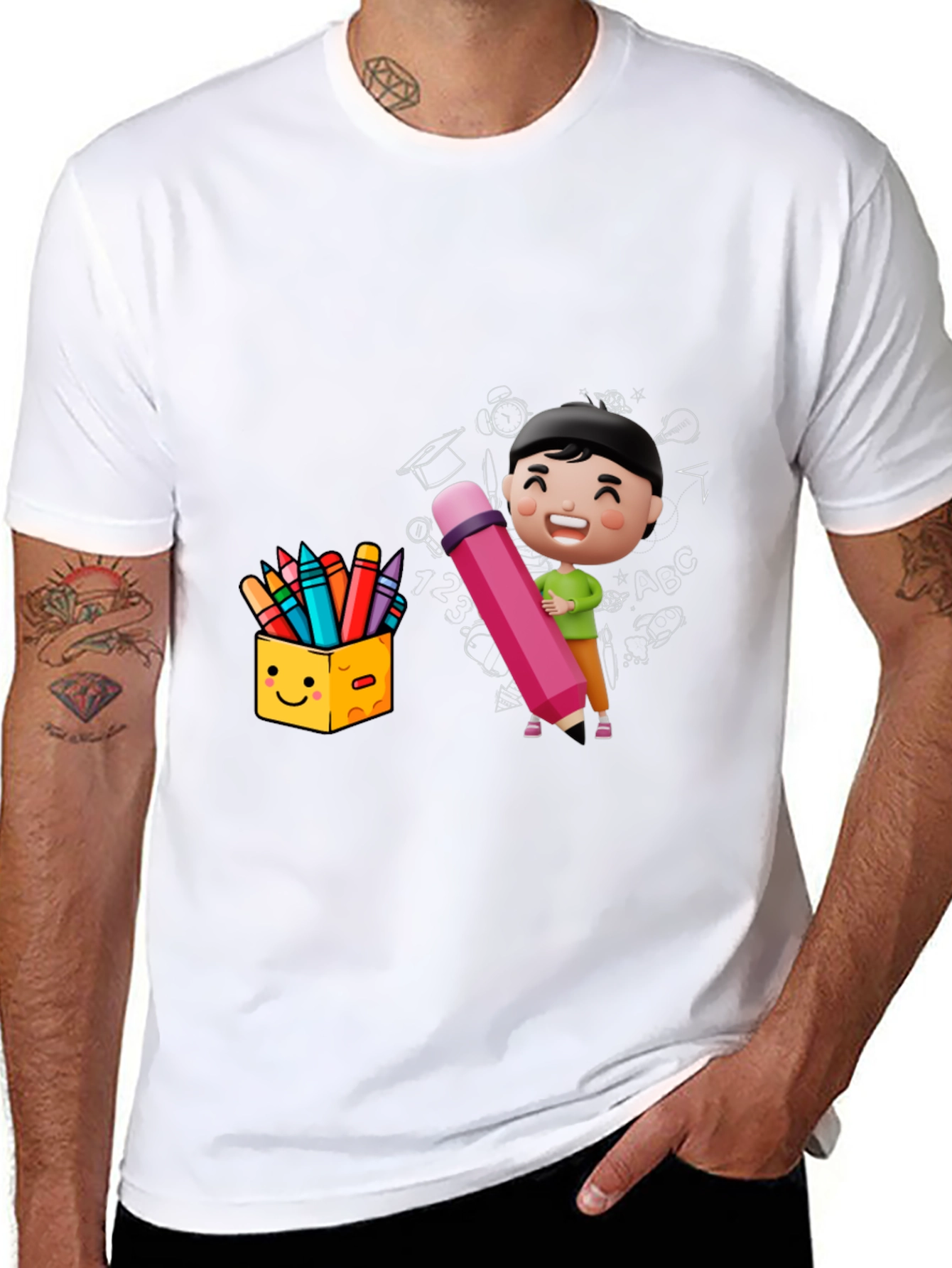 Cartoon School Graphic T-Shirt