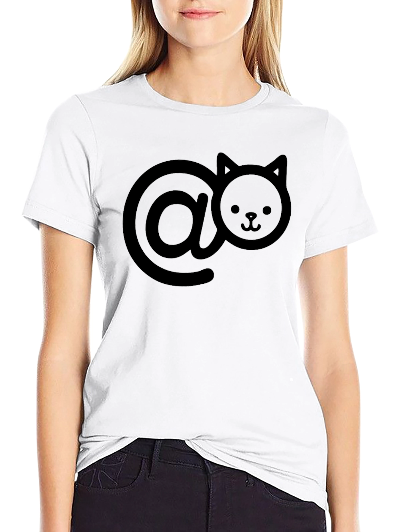 Cool Cat-At Sign Black T-Shirt