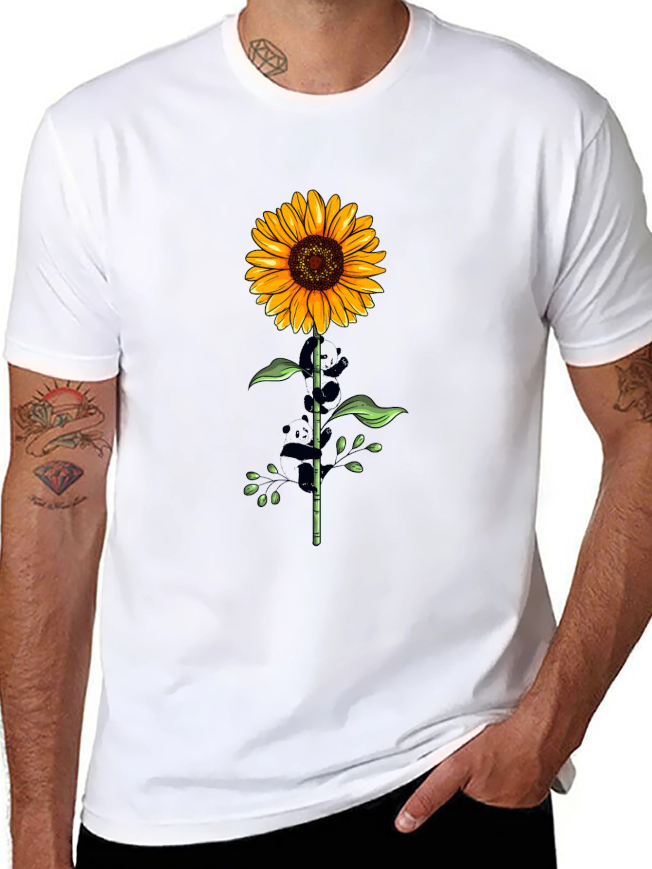 Sunflower Graphic Tee - Stylish Mens Black T-Shirt
