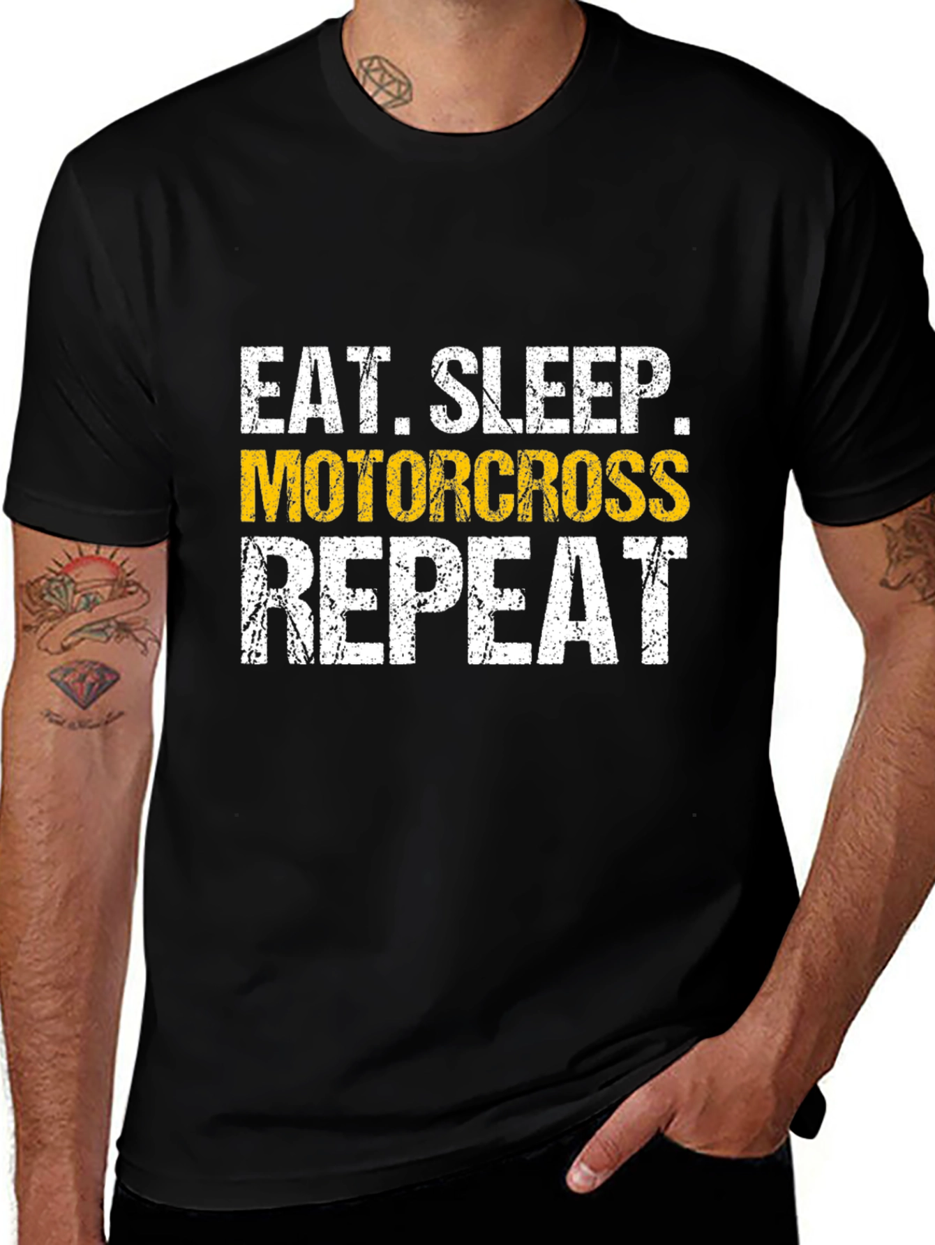 Eat Sleep Motocross Repeat Black T-Shirt