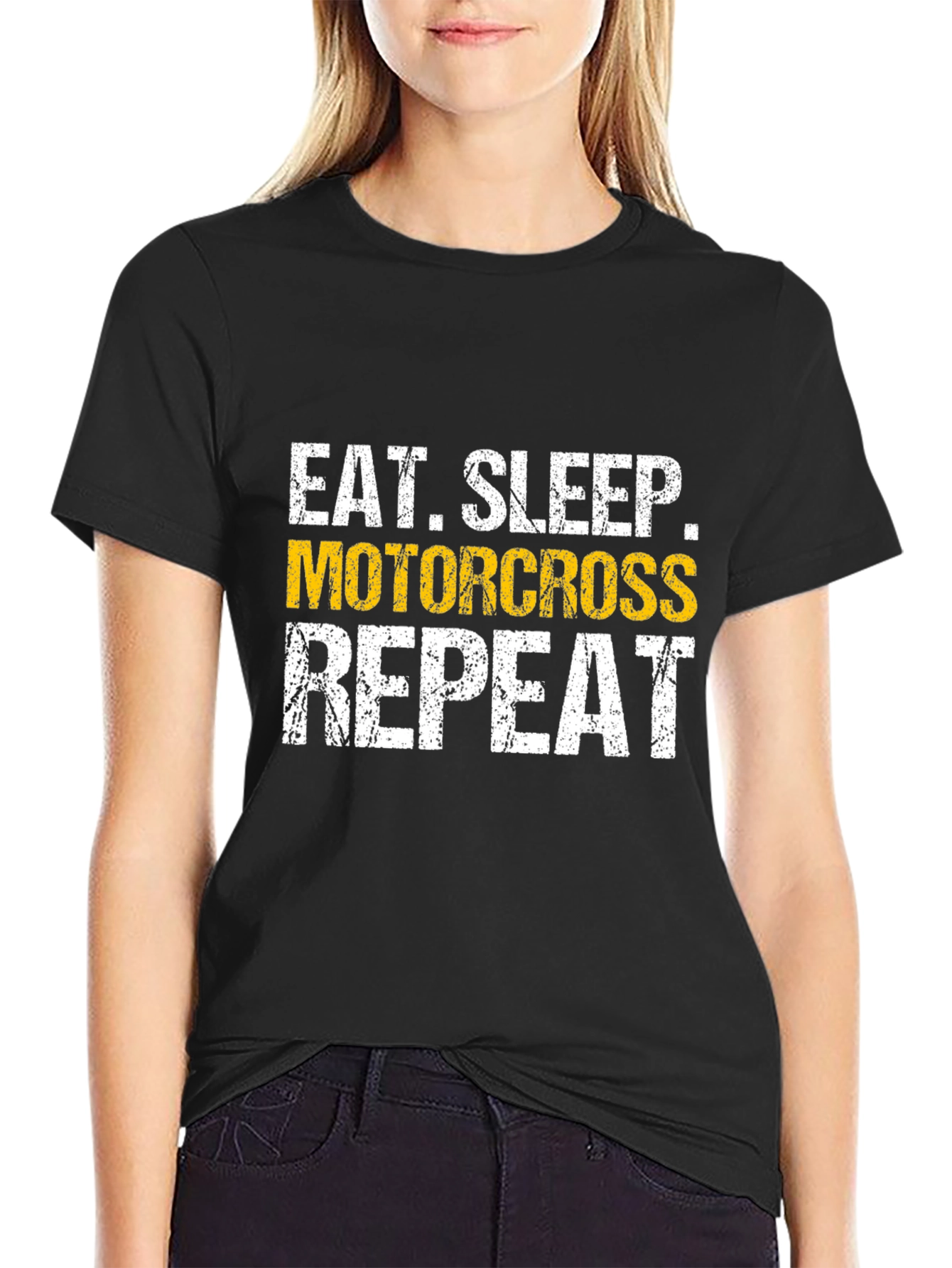 Eat Sleep Motocross Repeat Black T-Shirt