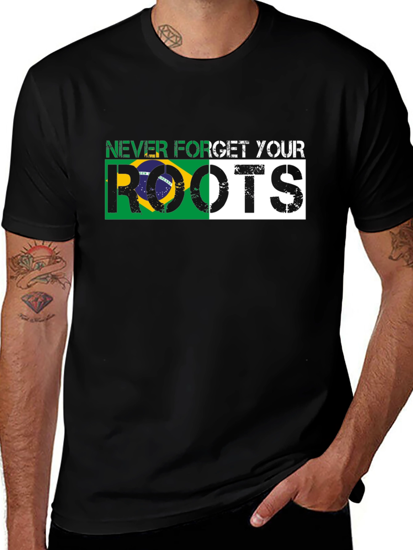 Never Forget Your Roots Brazil Flag T-Shirt