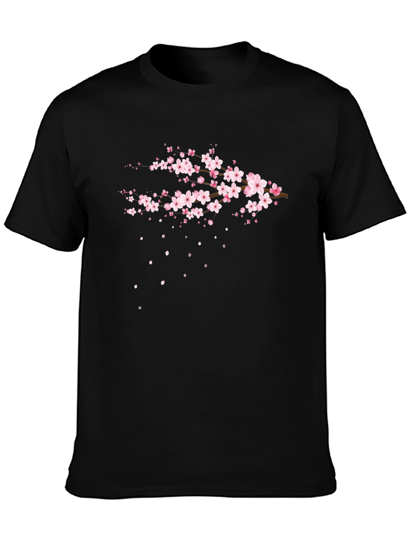 Sakura Blossom Graphic T-Shirt - Stylish Black Tee