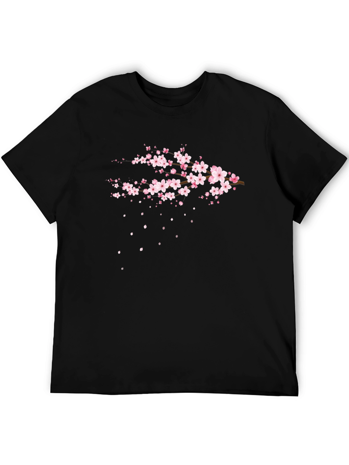 Sakura Blossom Graphic T-Shirt - Stylish Black Tee