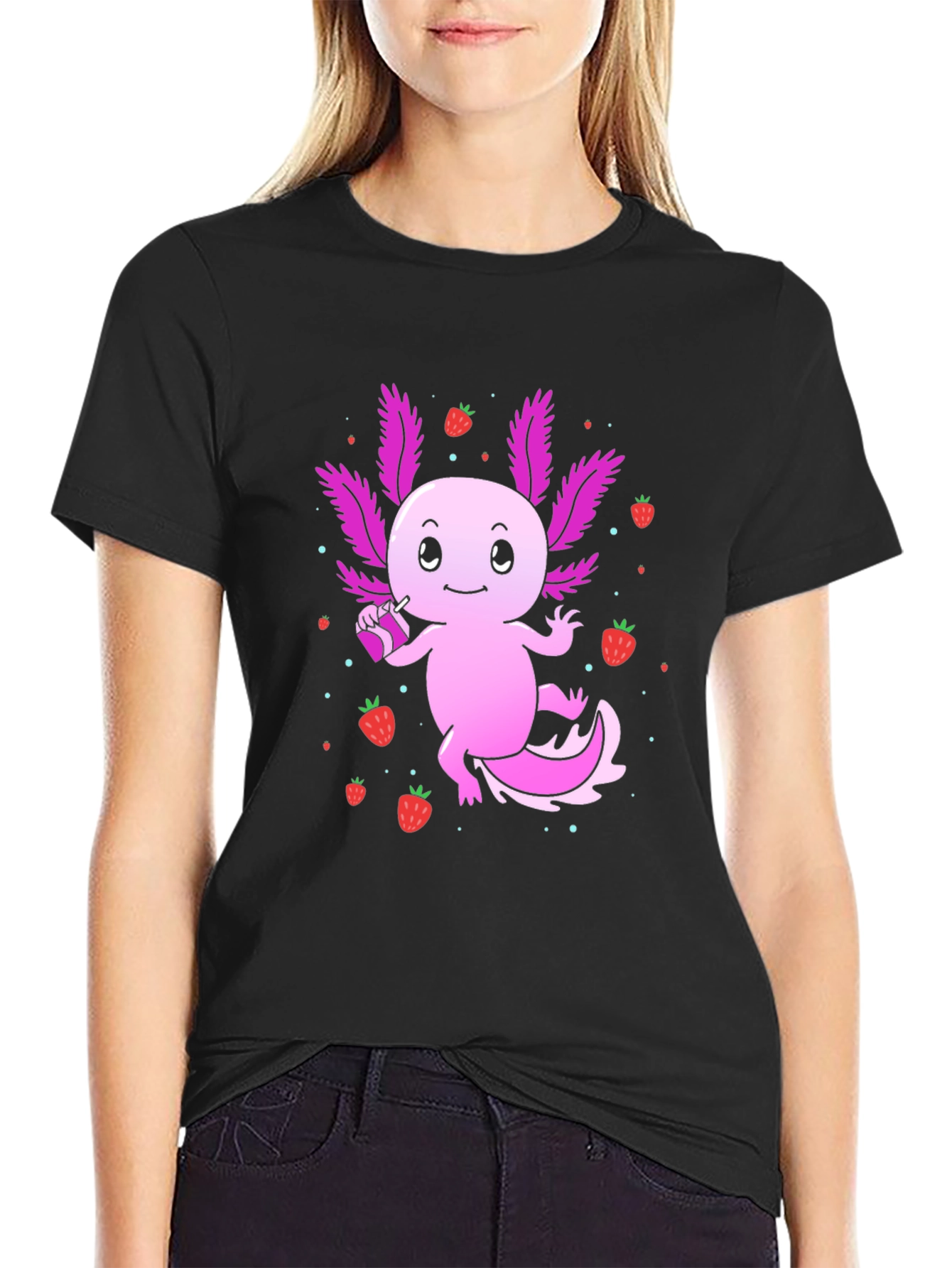 Axolotl Strawberry Drink T-Shirt