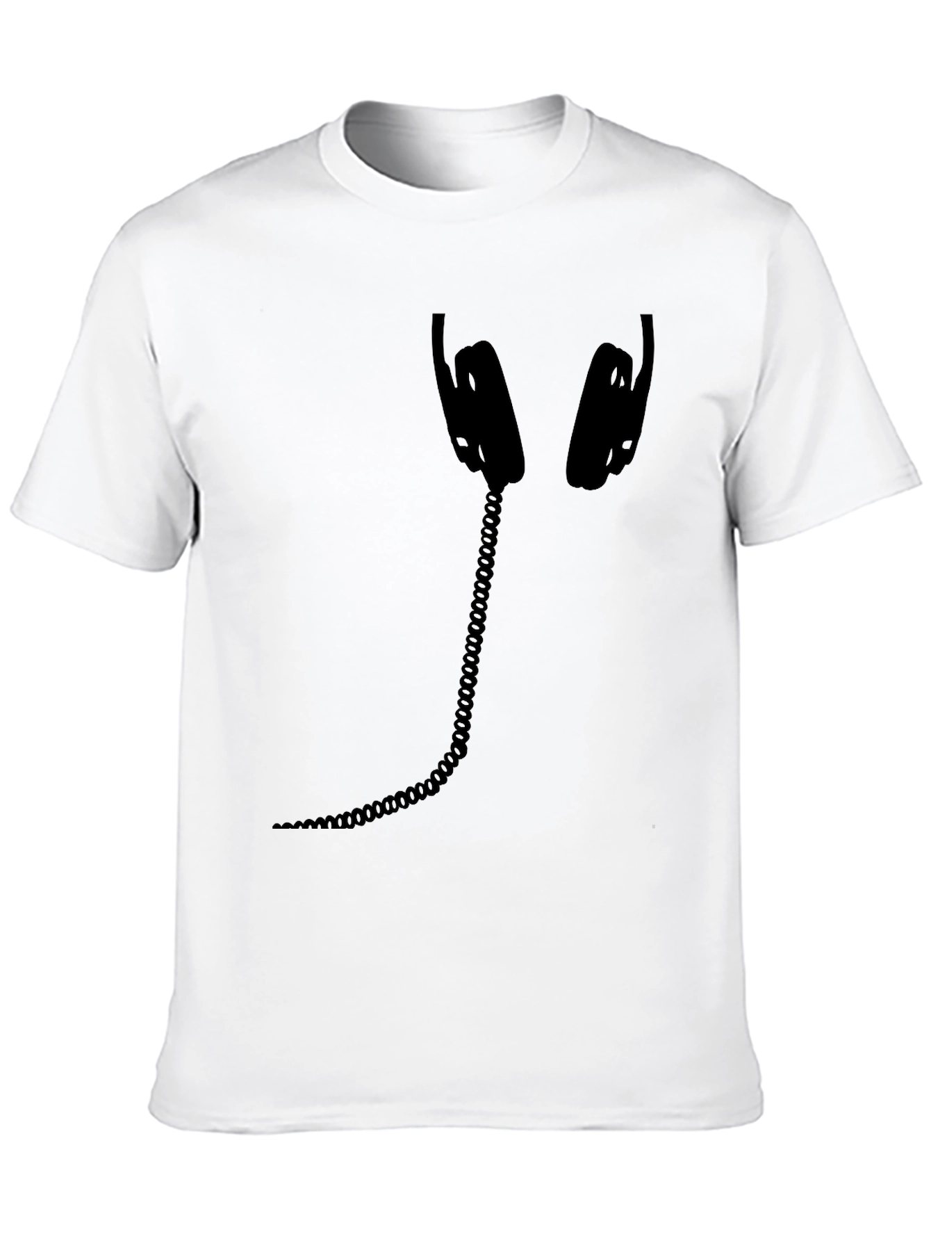 Headphone Graphic Tee - Black Cotton Casual Shirt