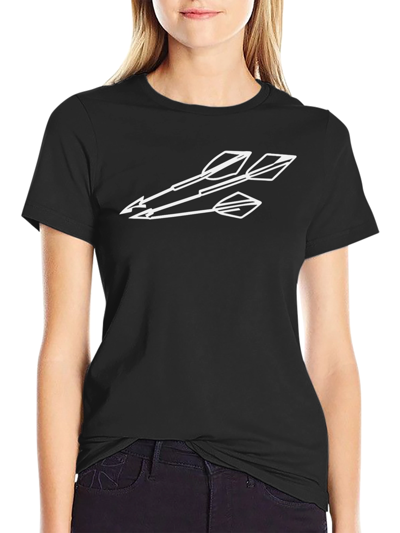 Mens Black T-Shirt with White Arrow Design