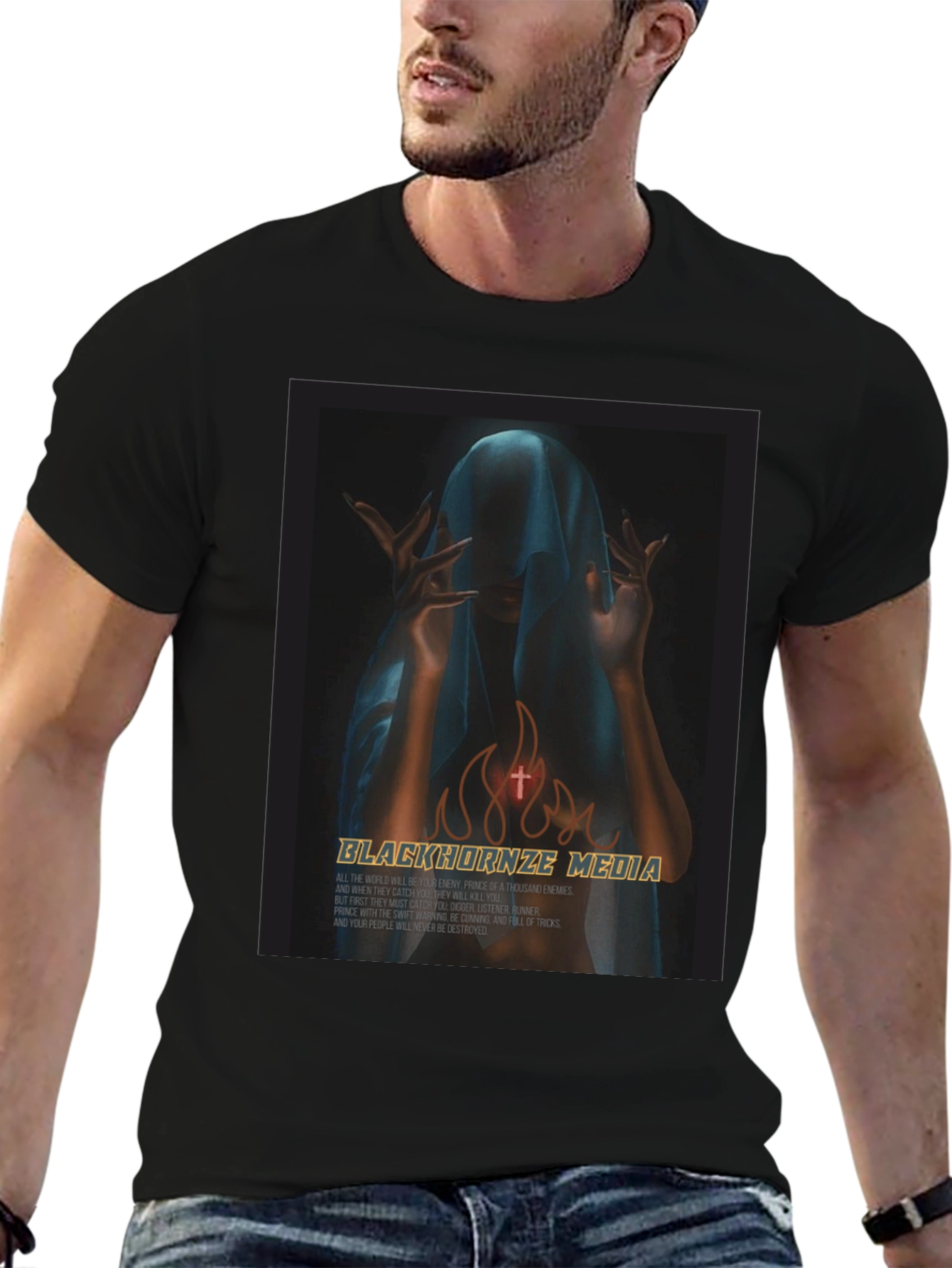 Black Graphic Tee - Blackhornze Media Print