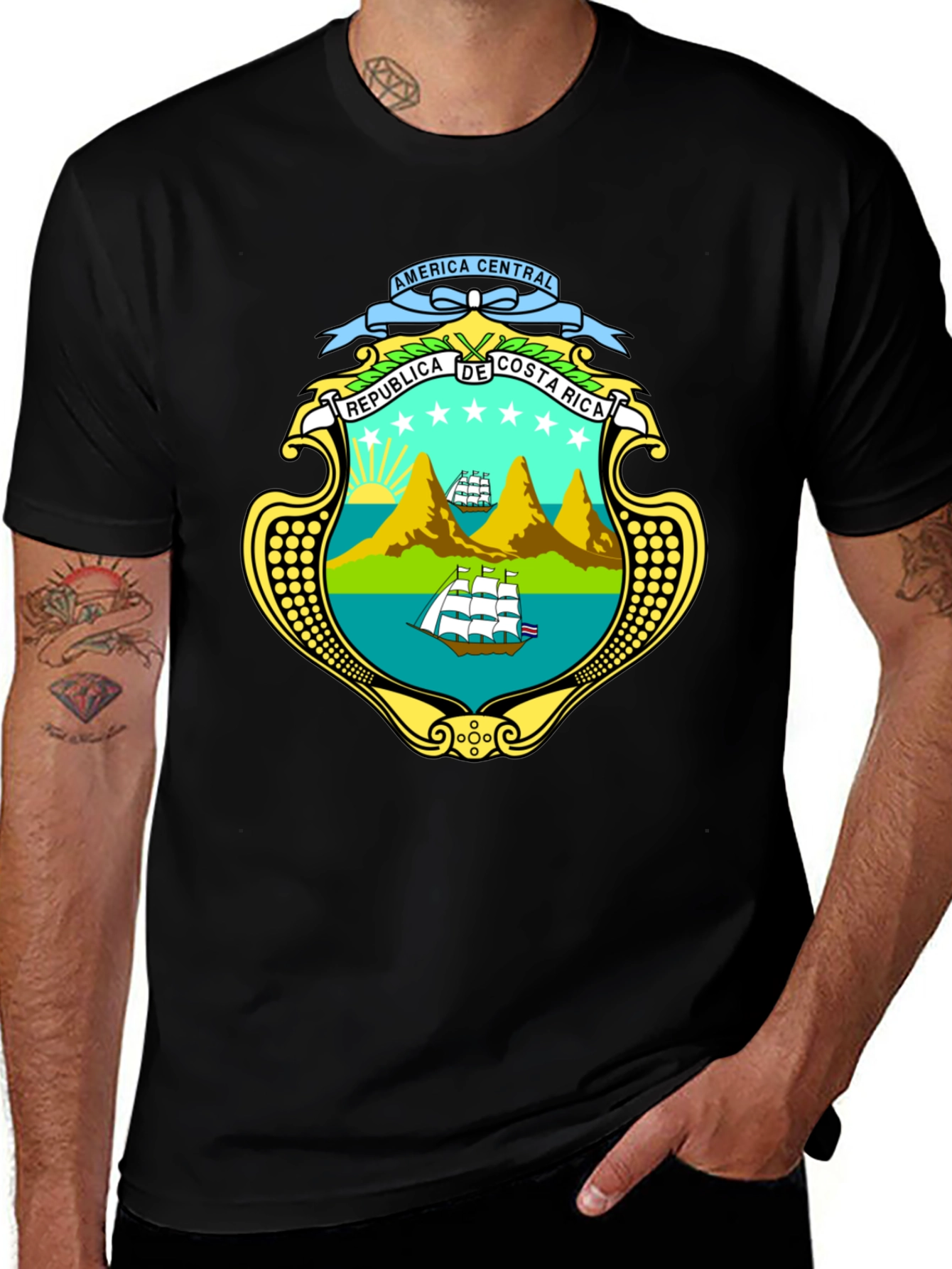 Costa Rica Emblem Black T-Shirt