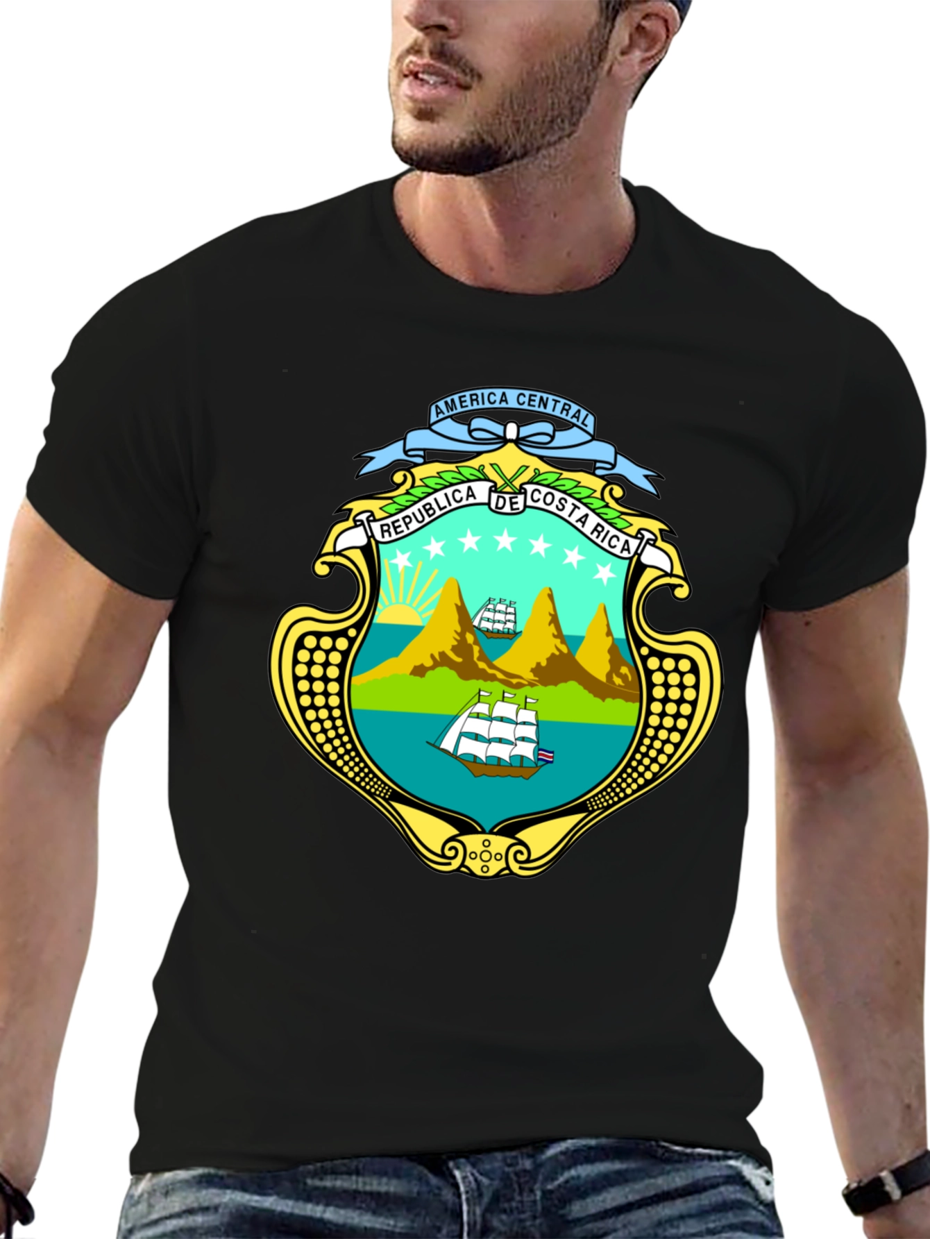 Costa Rica Emblem Black T-Shirt