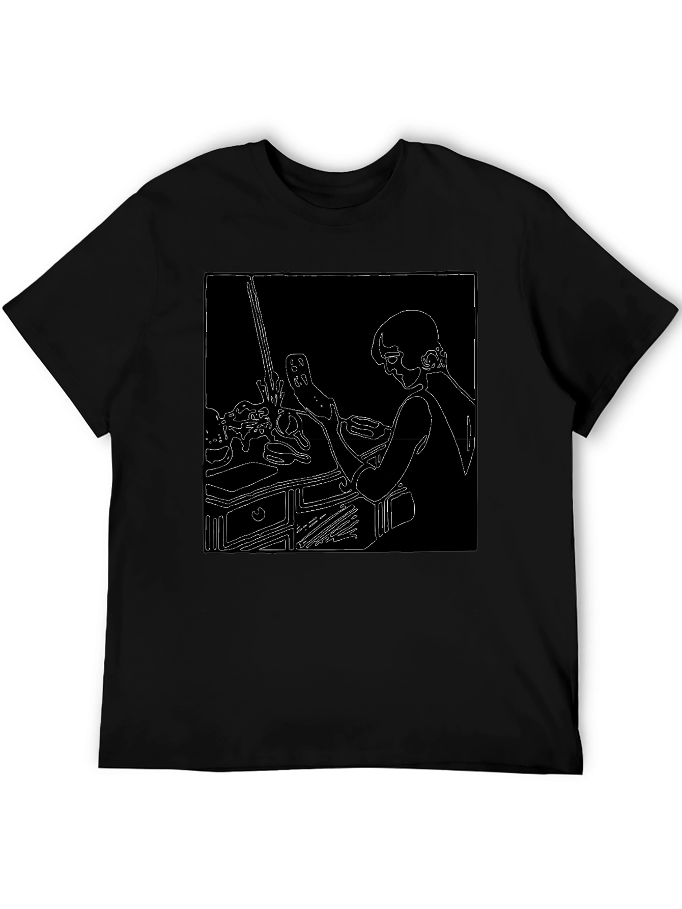 Abstract Line Art Graphic T-Shirt