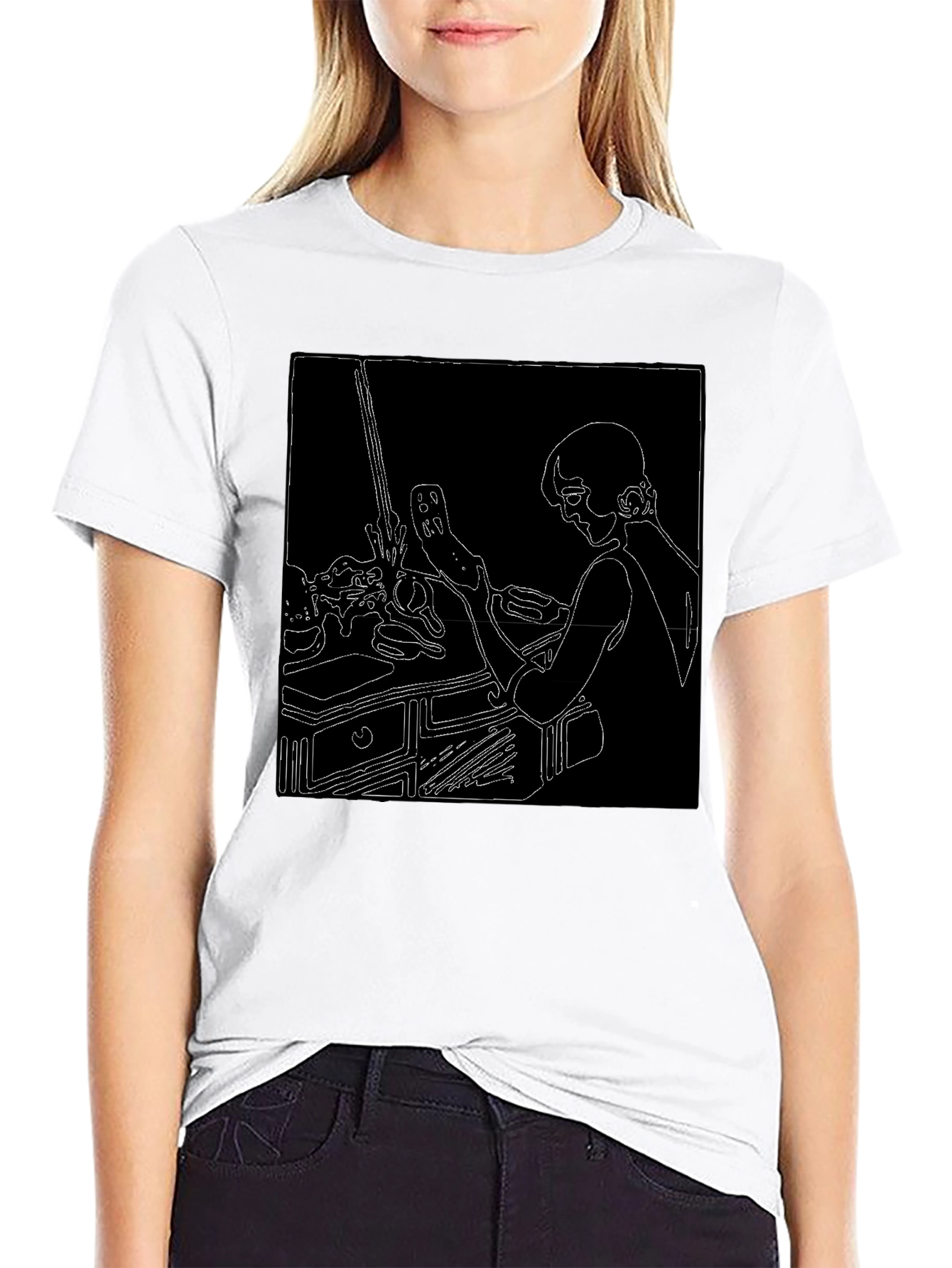 Abstract Line Art Graphic T-Shirt