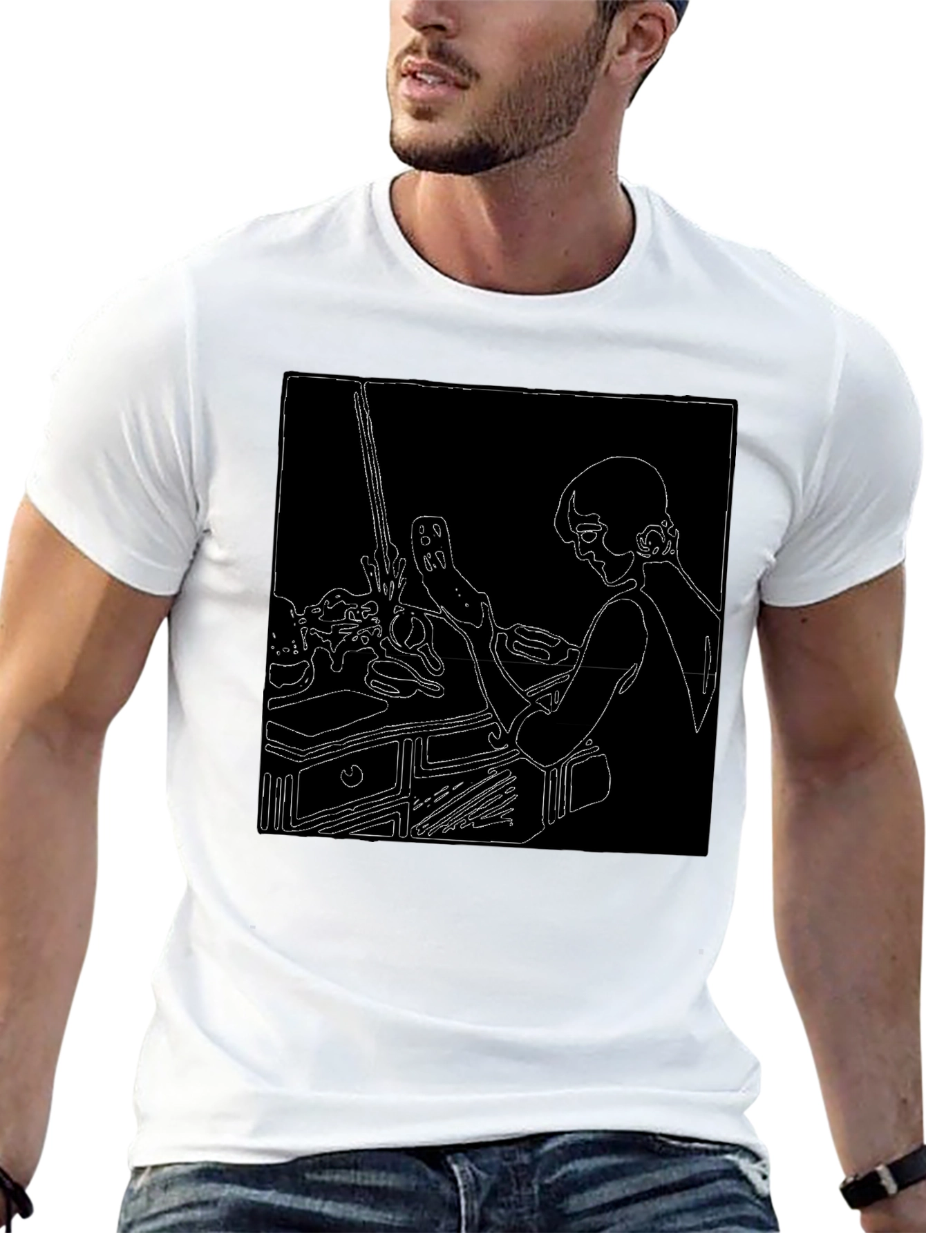Abstract Line Art Graphic T-Shirt