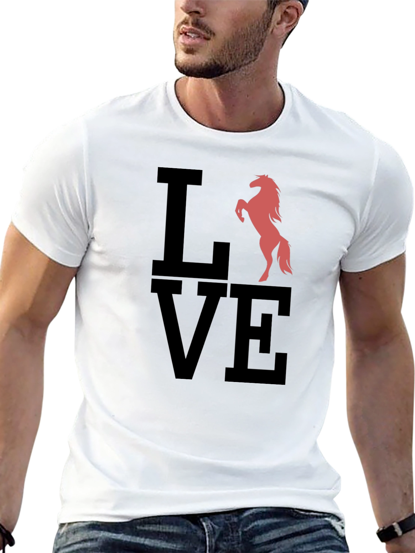 Love Horse Graphic Tee - Mens Black T-Shirt