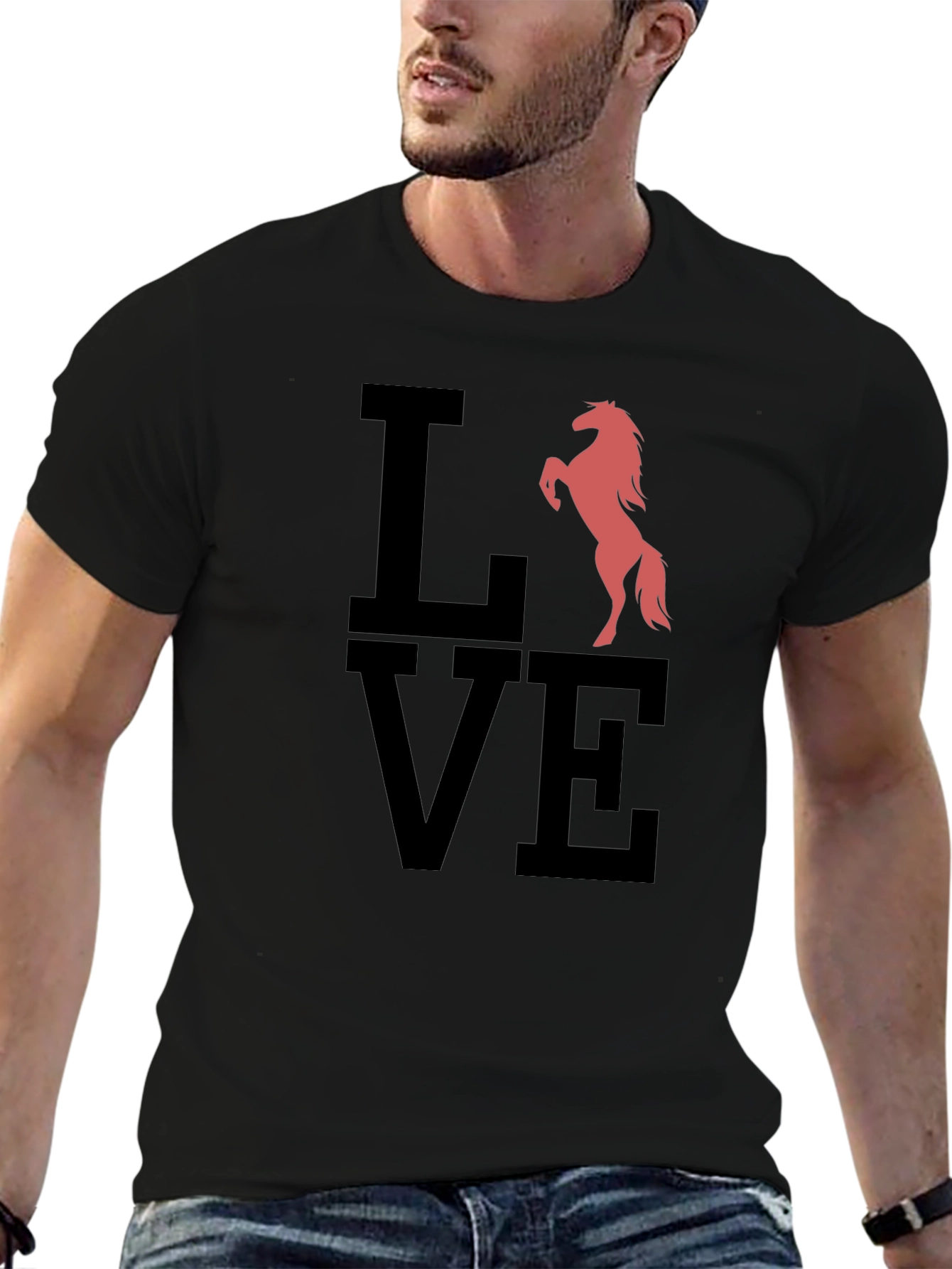 Love Horse Graphic Tee - Mens Black T-Shirt