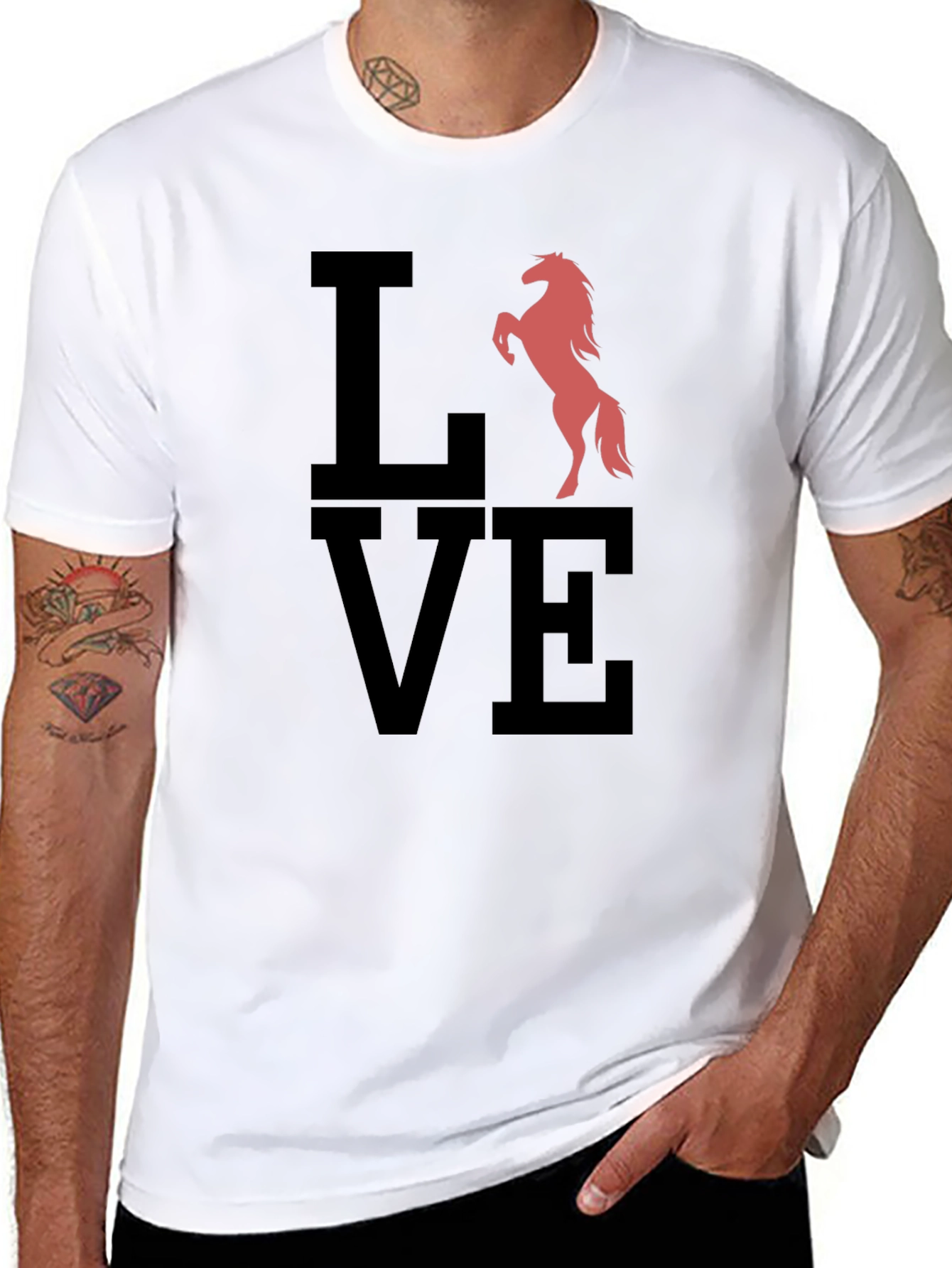 Love Horse Graphic Tee - Mens Black T-Shirt