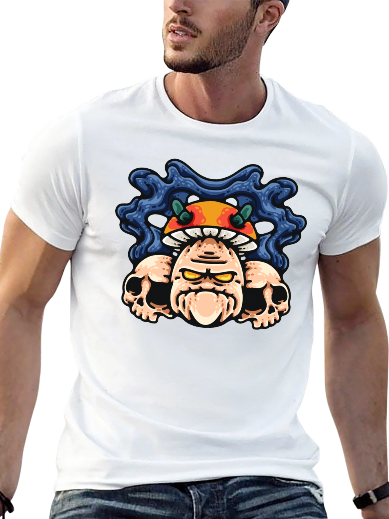Mushroom Skull Graphic Tee - Unisex Black T-Shirt