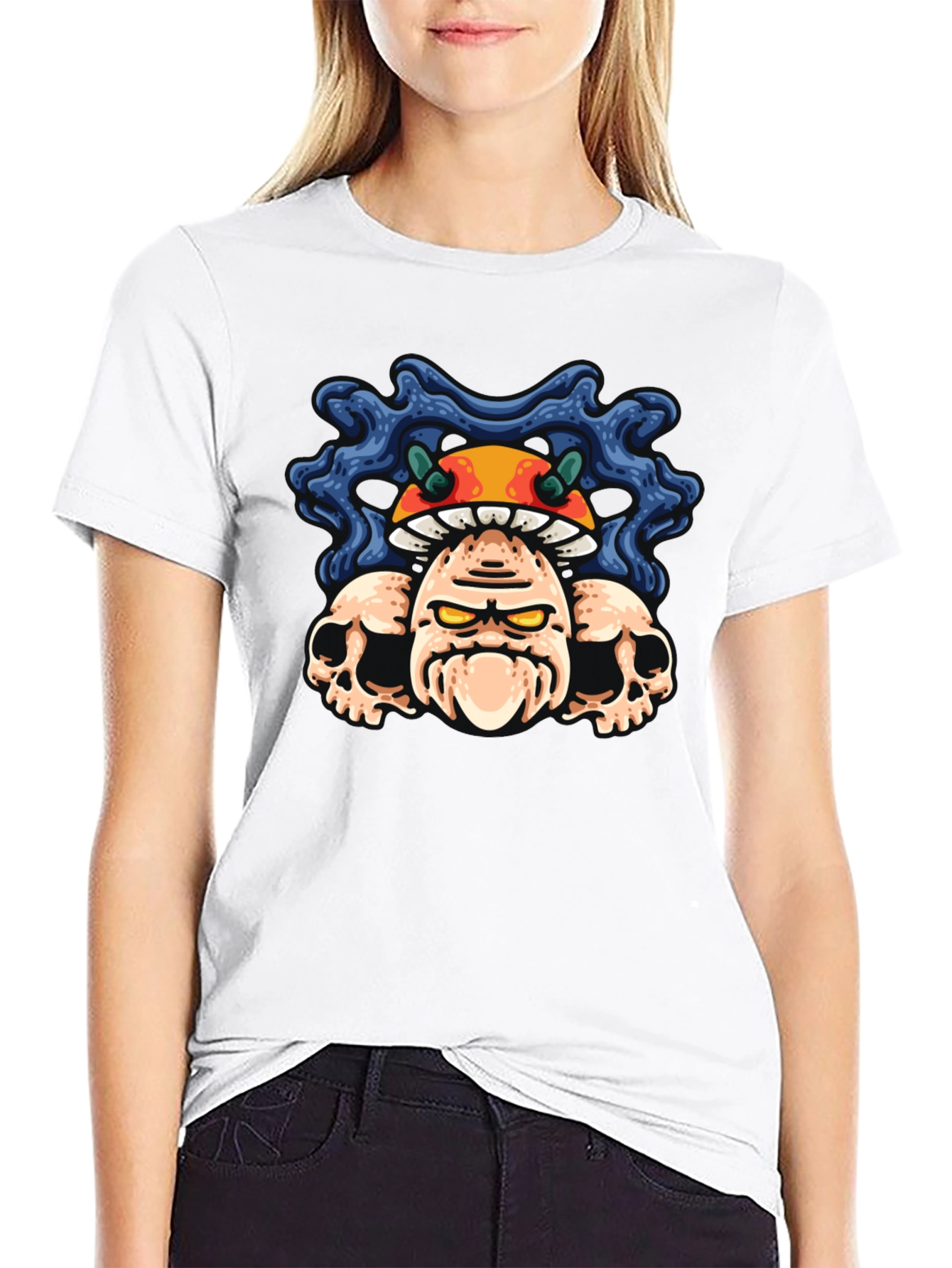 Mushroom Skull Graphic Tee - Unisex Black T-Shirt