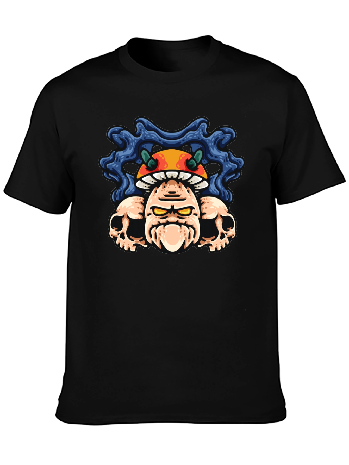 Mushroom Skull Graphic Tee - Unisex Black T-Shirt