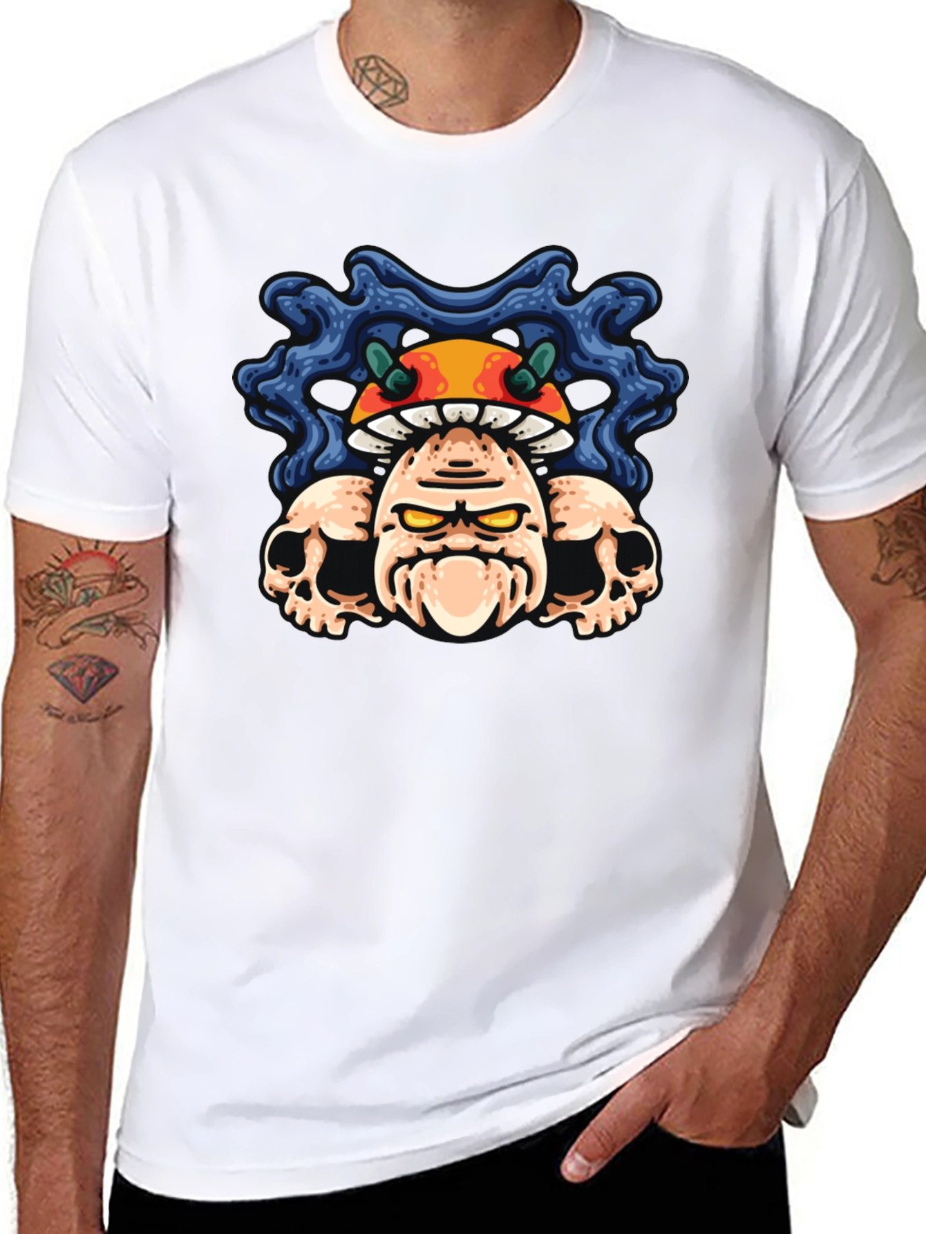 Mushroom Skull Graphic Tee - Unisex Black T-Shirt