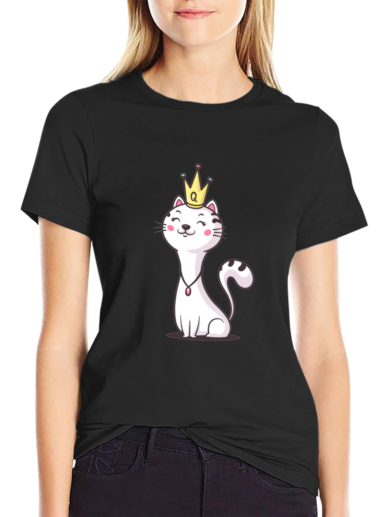 Queen Cat T-Shirt - Cute Cartoon Graphic Tee