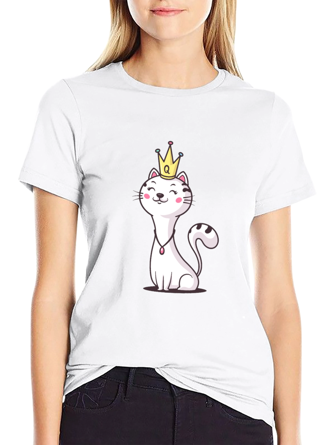 Queen Cat T-Shirt - Cute Cartoon Graphic Tee