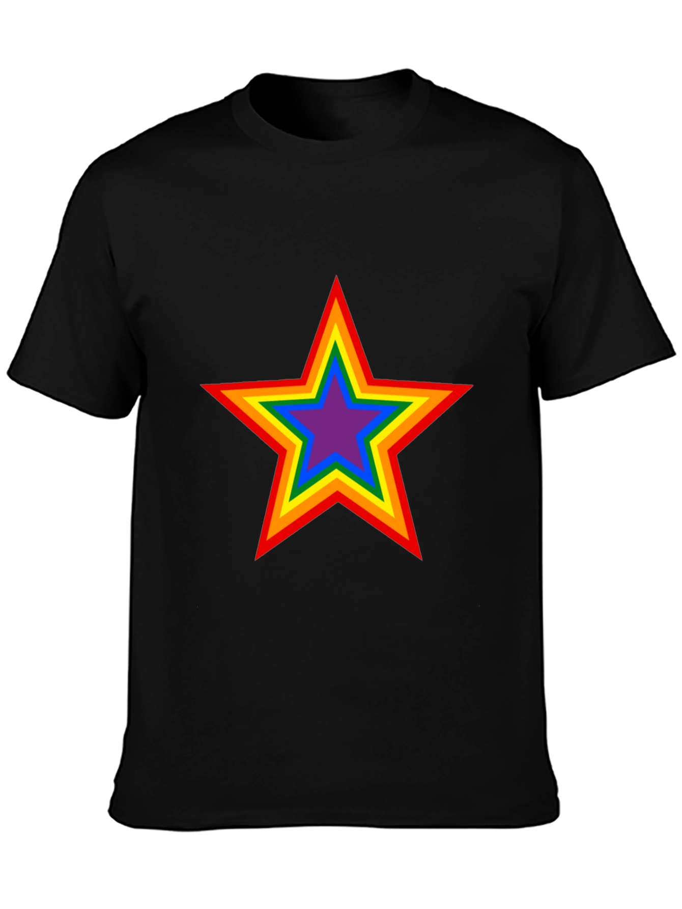 Rainbow Star Graphic Black T-Shirt
