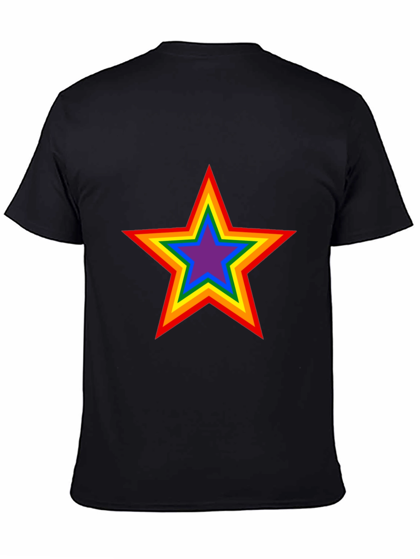 Rainbow Star Graphic Black T-Shirt