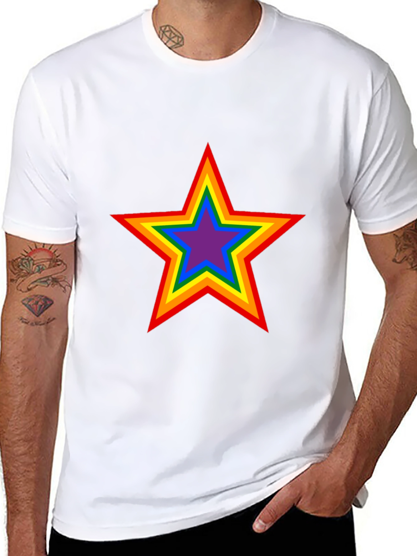 Rainbow Star Graphic Black T-Shirt