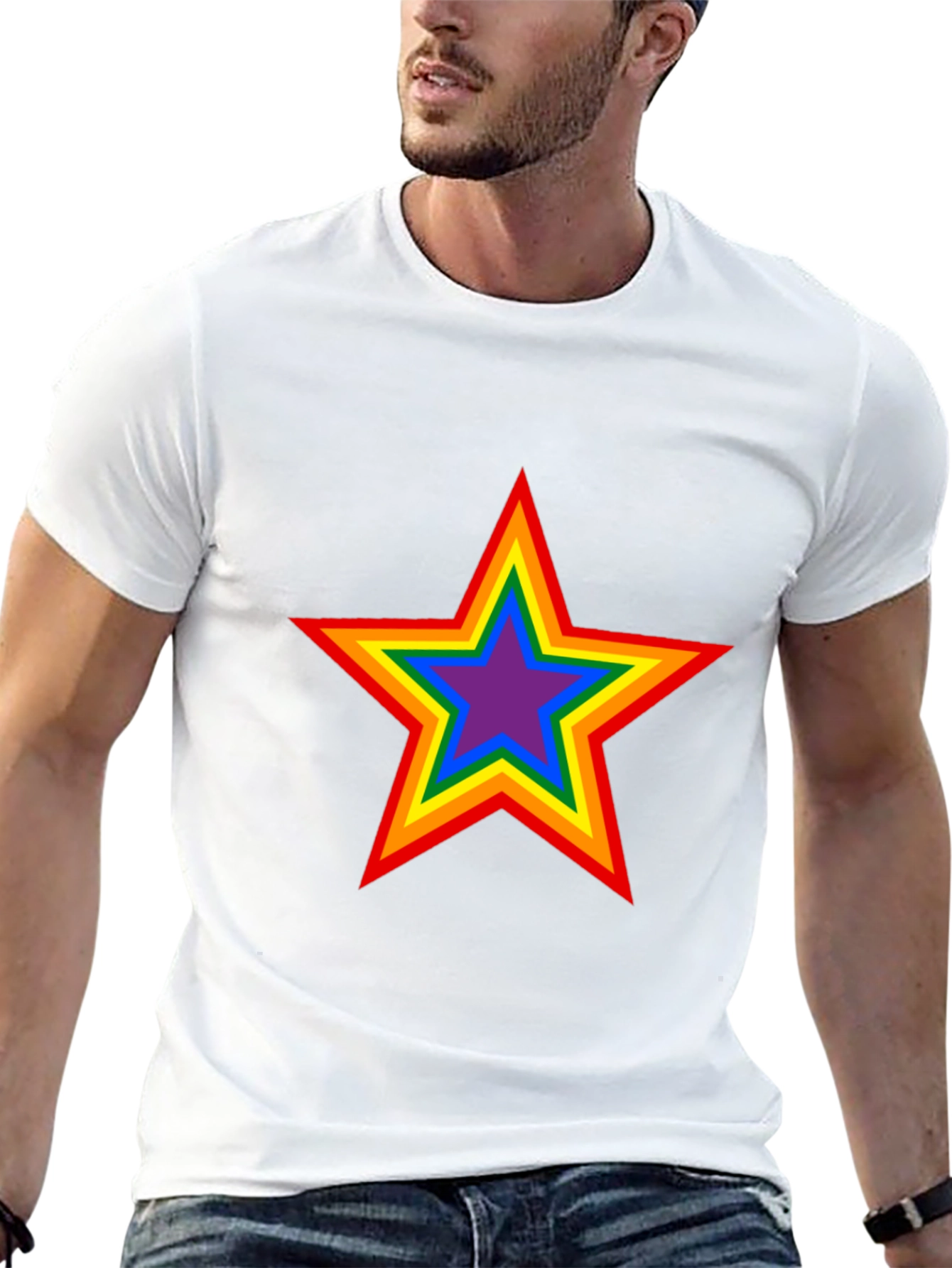 Rainbow Star Graphic Black T-Shirt