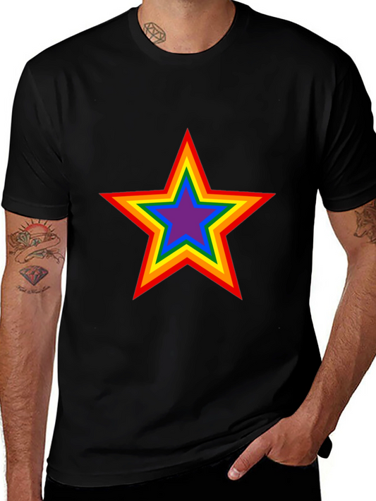 Rainbow Star Graphic Black T-Shirt