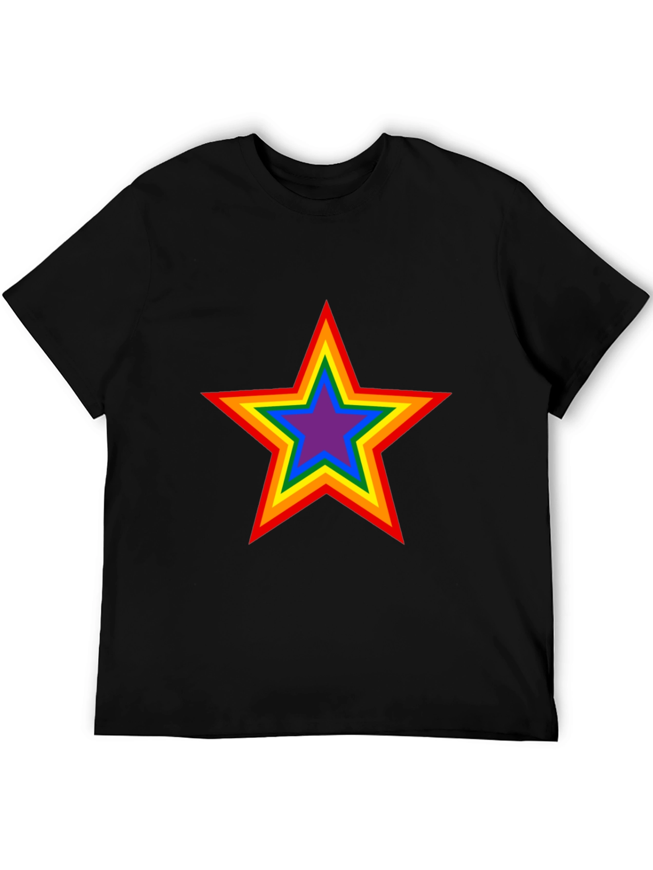 Rainbow Star Graphic Black T-Shirt