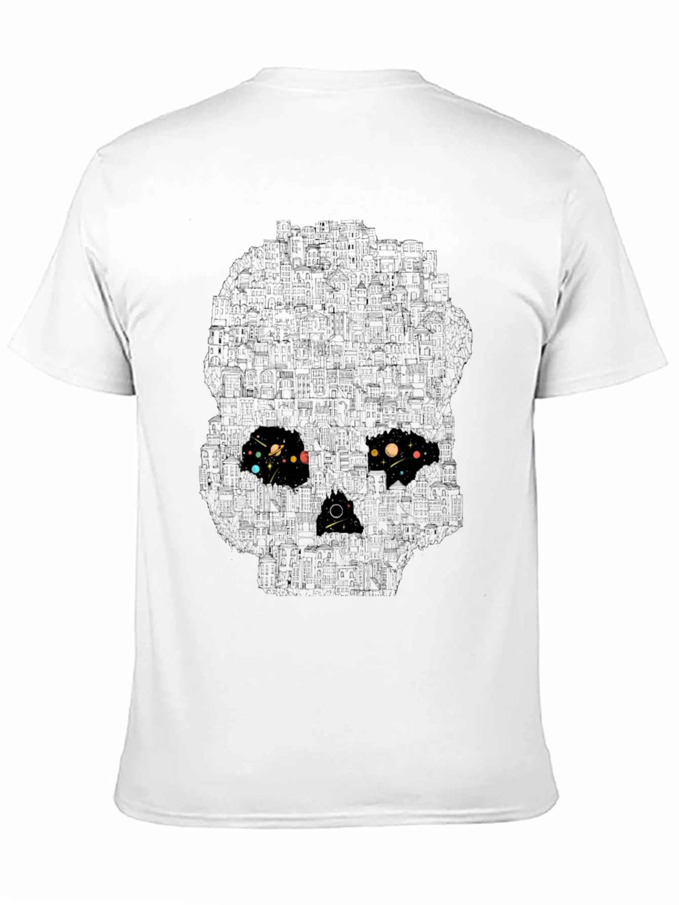 Skull Galaxy Graphic T-Shirt - Black