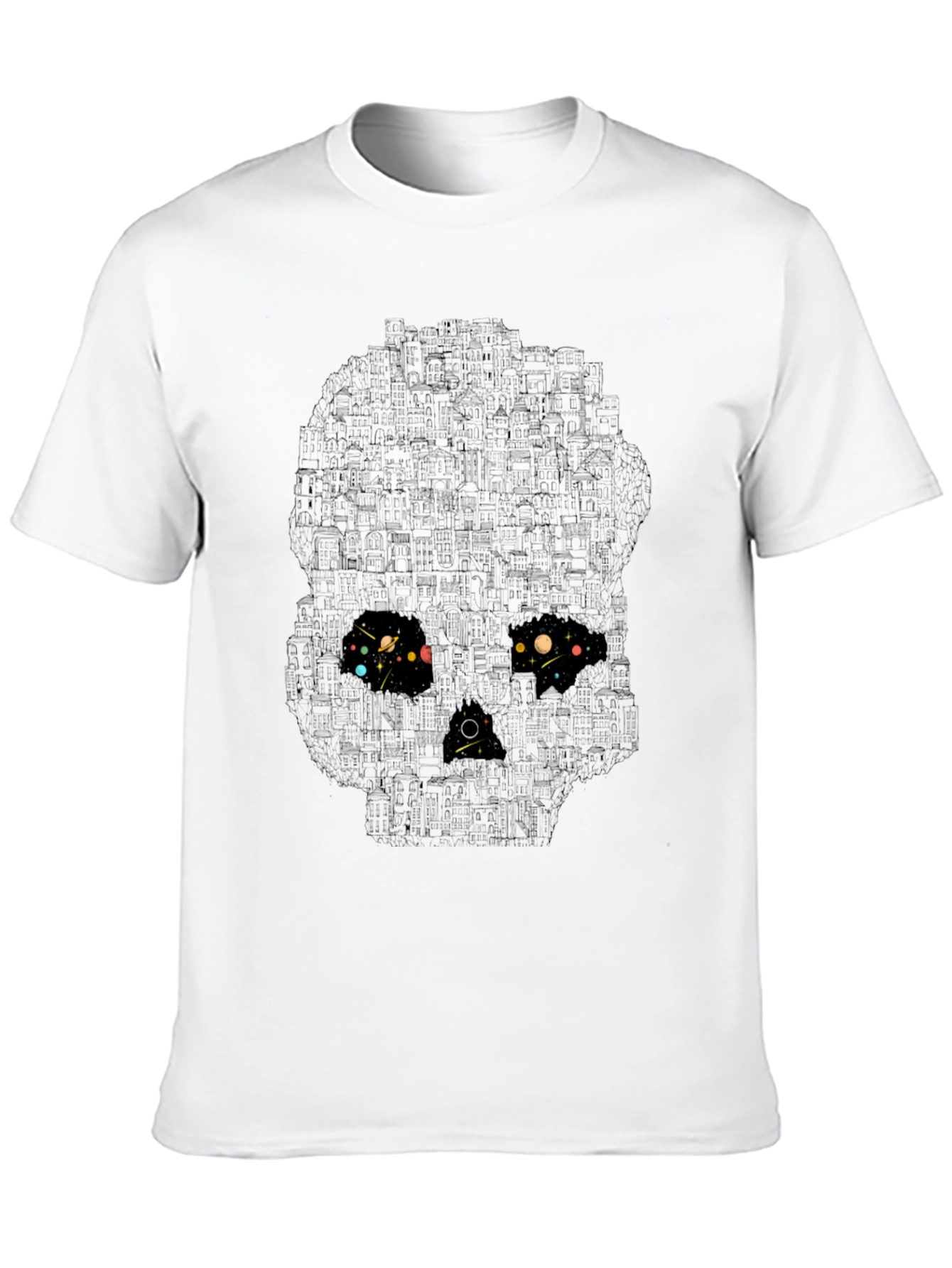 Skull Galaxy Graphic T-Shirt - Black
