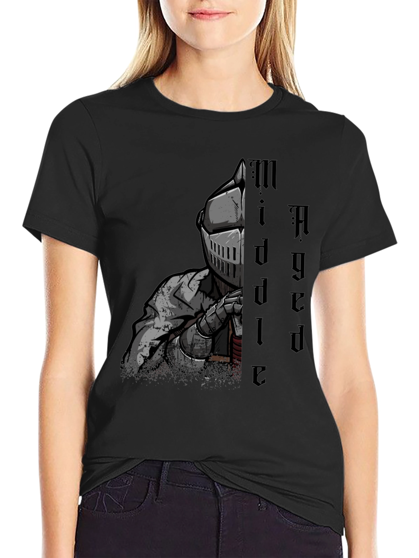 Middle Aged Knight Graphic Tee - Black