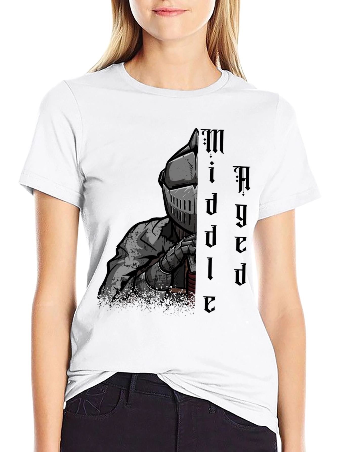 Middle Aged Knight Graphic Tee - Black