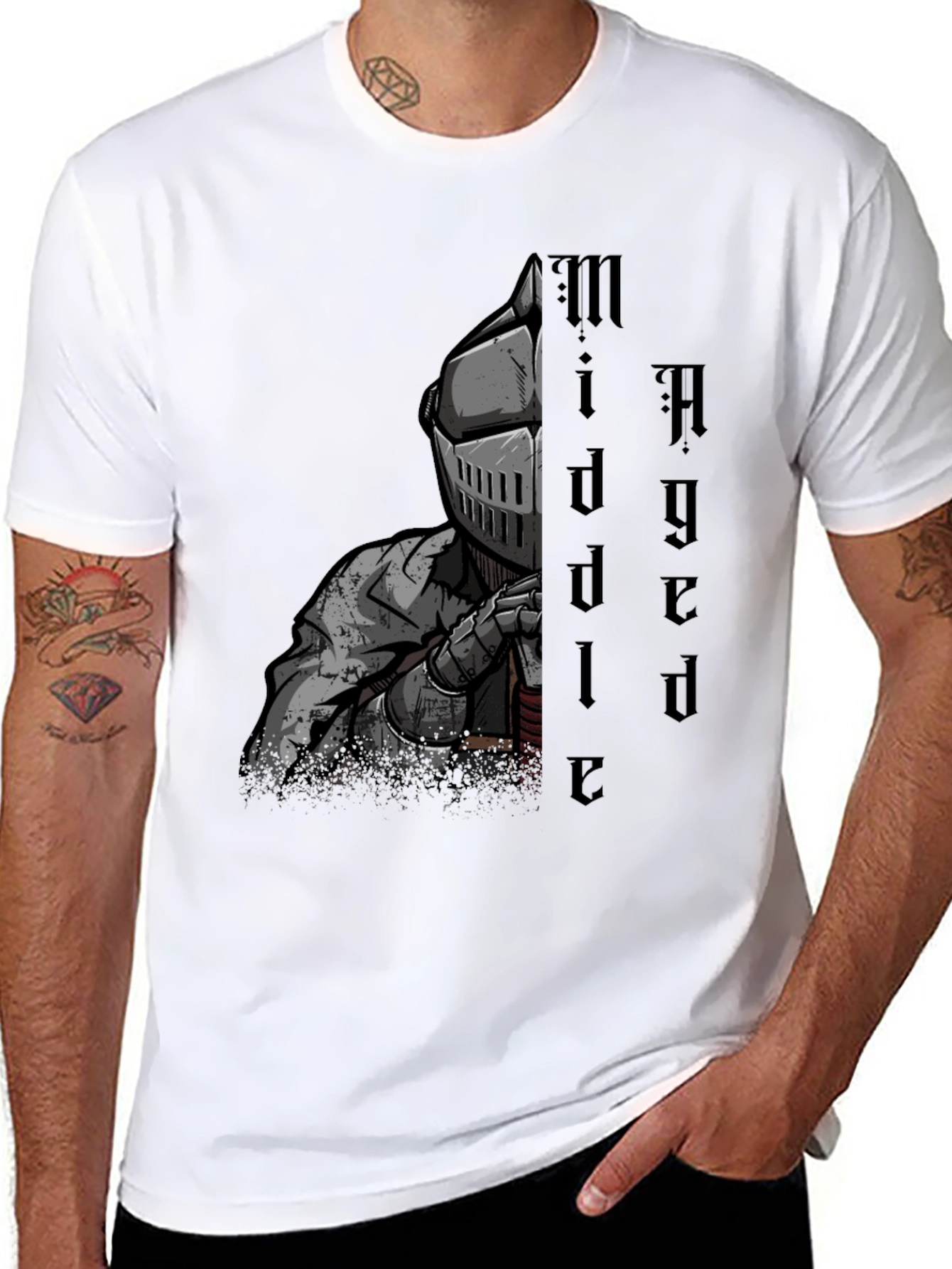 Middle Aged Knight Graphic Tee - Black