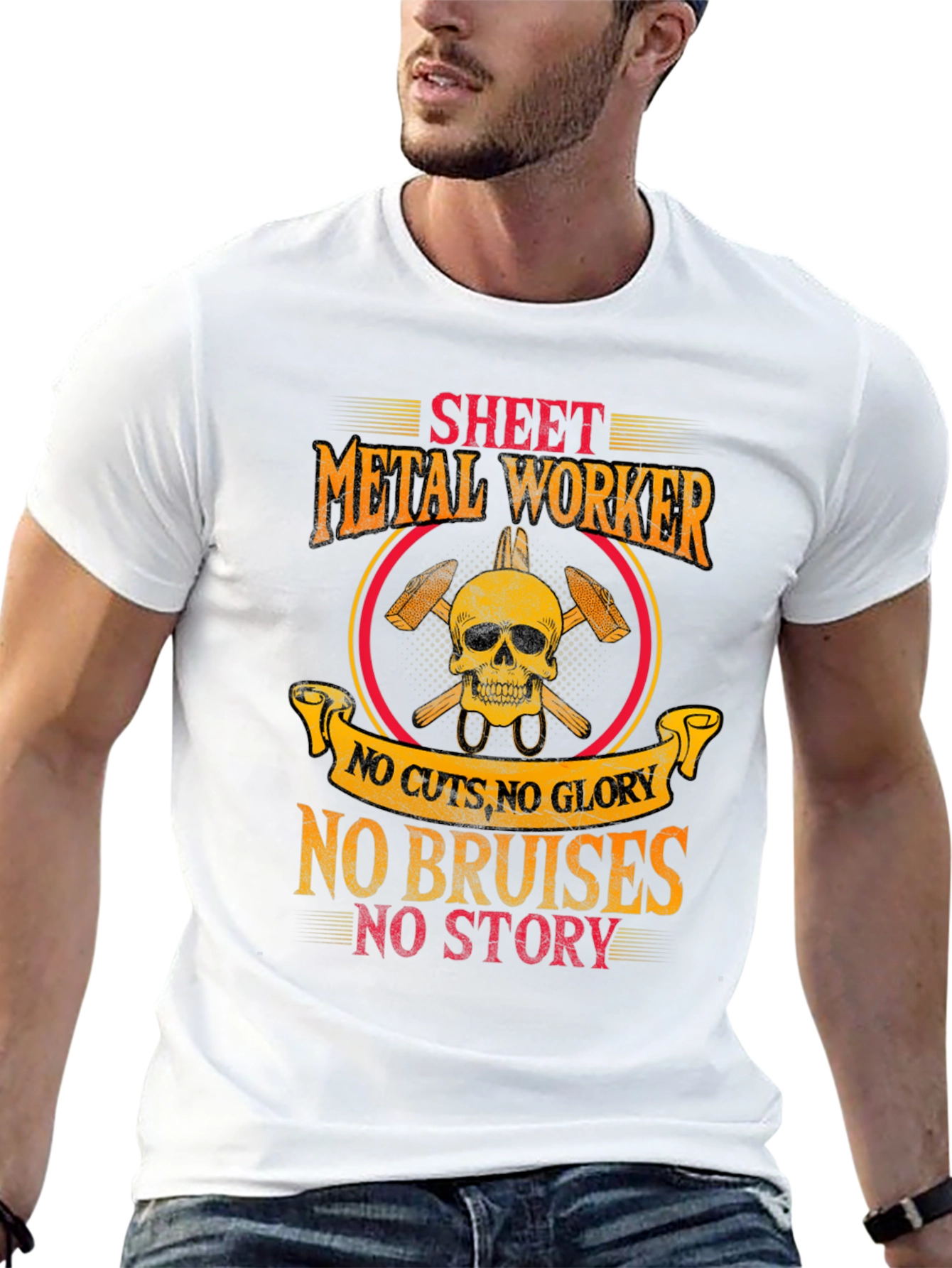 Sheet Metal Worker Skull Graphic T-Shirt