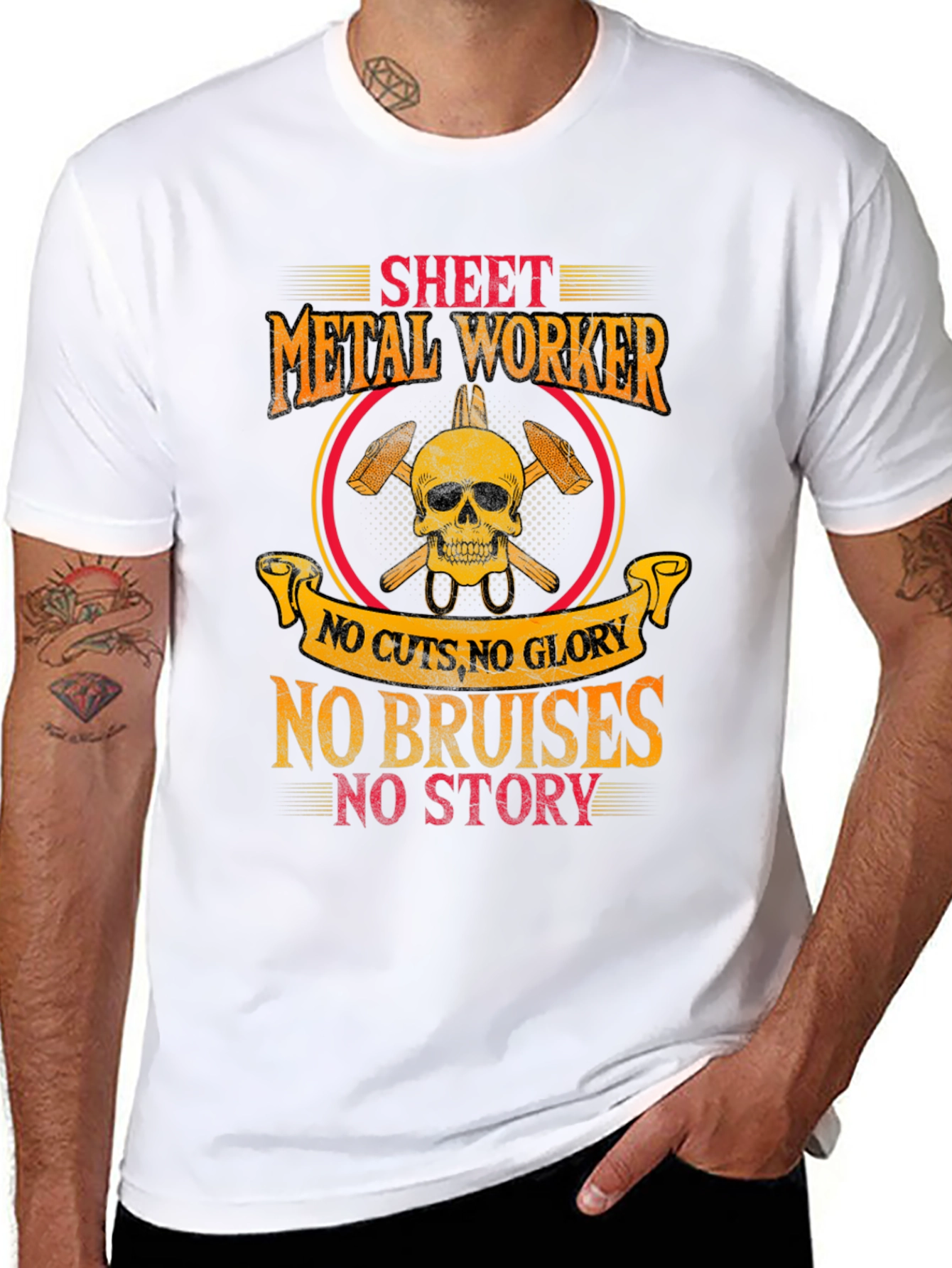 Sheet Metal Worker Skull Graphic T-Shirt